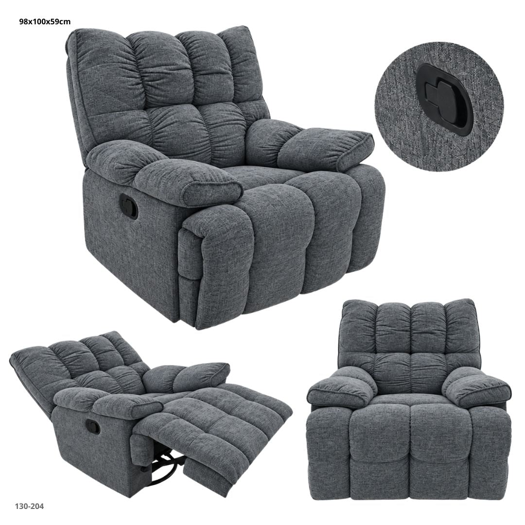 Sillon Reclinable Giratorio Cloud 130-204 Gris