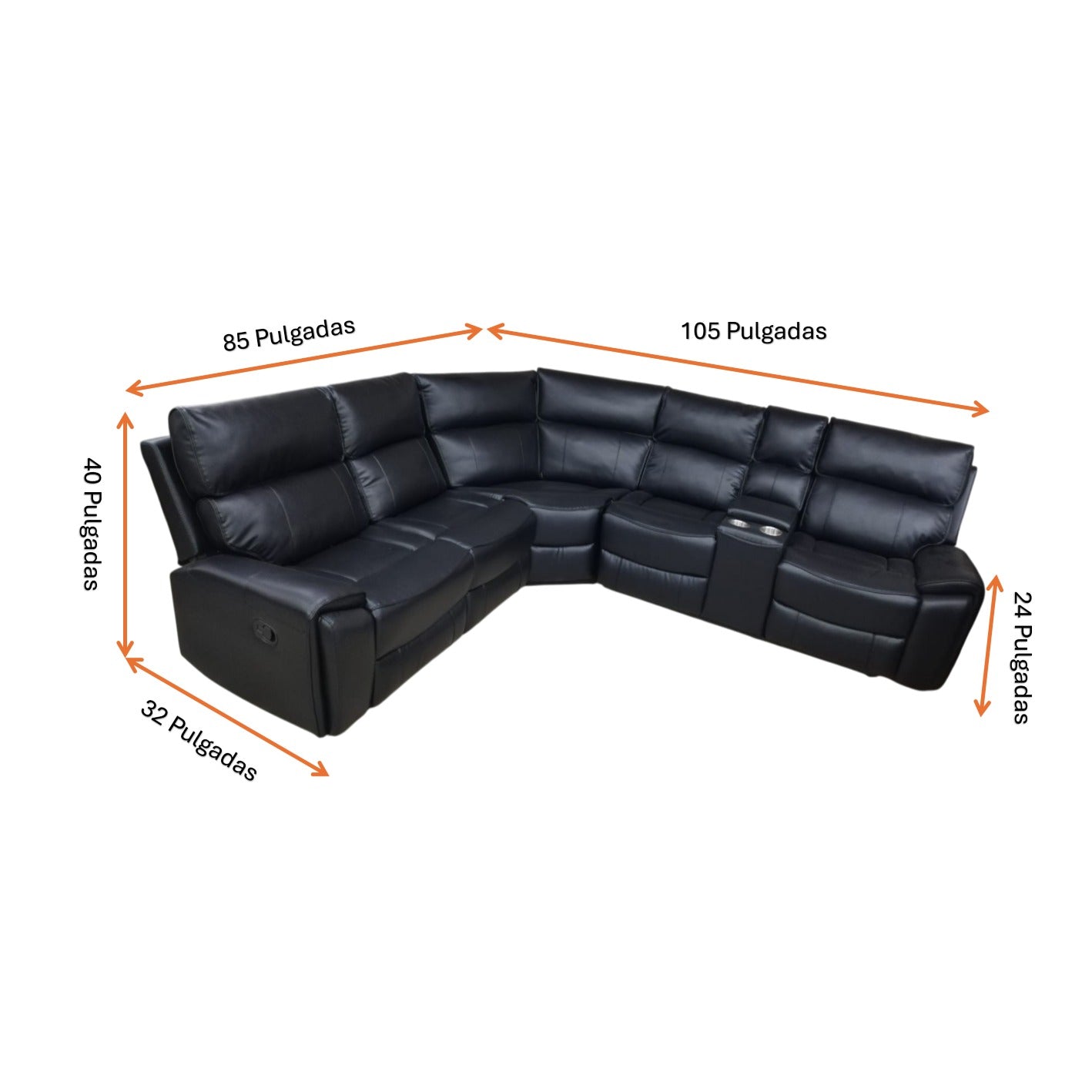 Juego de Sala L Reclinable David Black