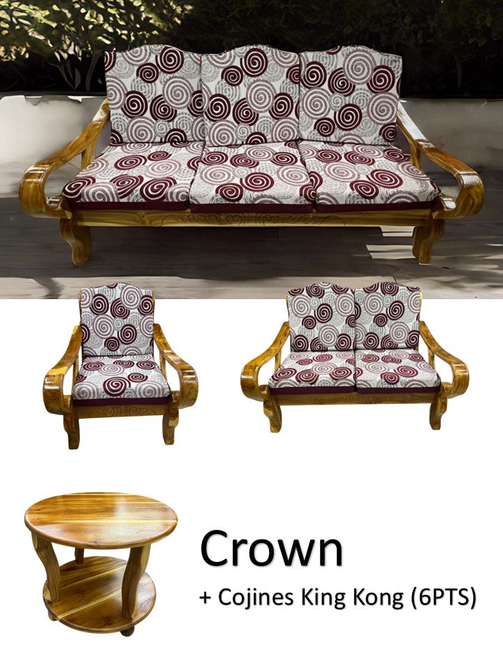 Juego de Sala 6 Ptos Teca CROWN