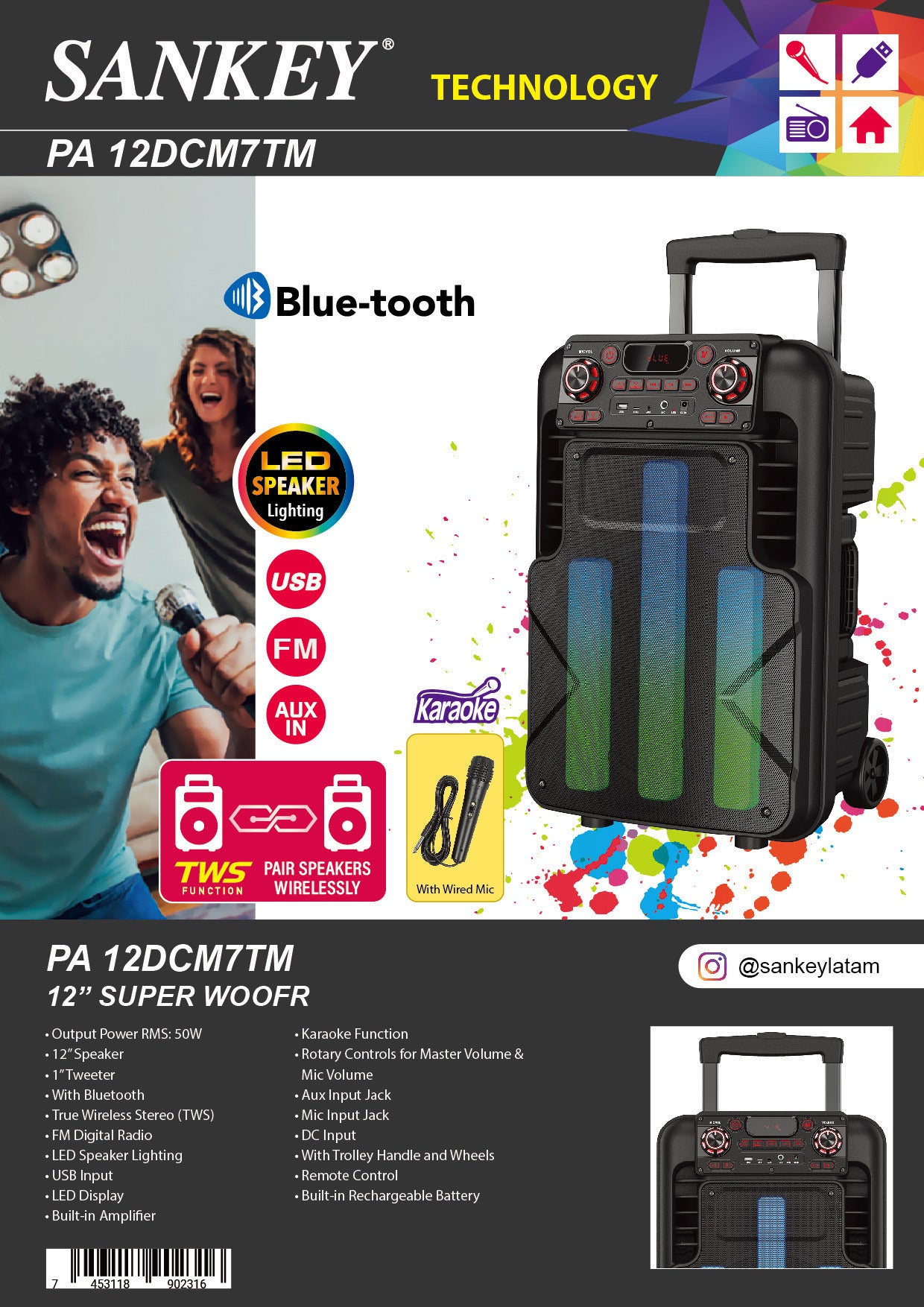 Bocina Amplificada PA12DCM7TM Sankey