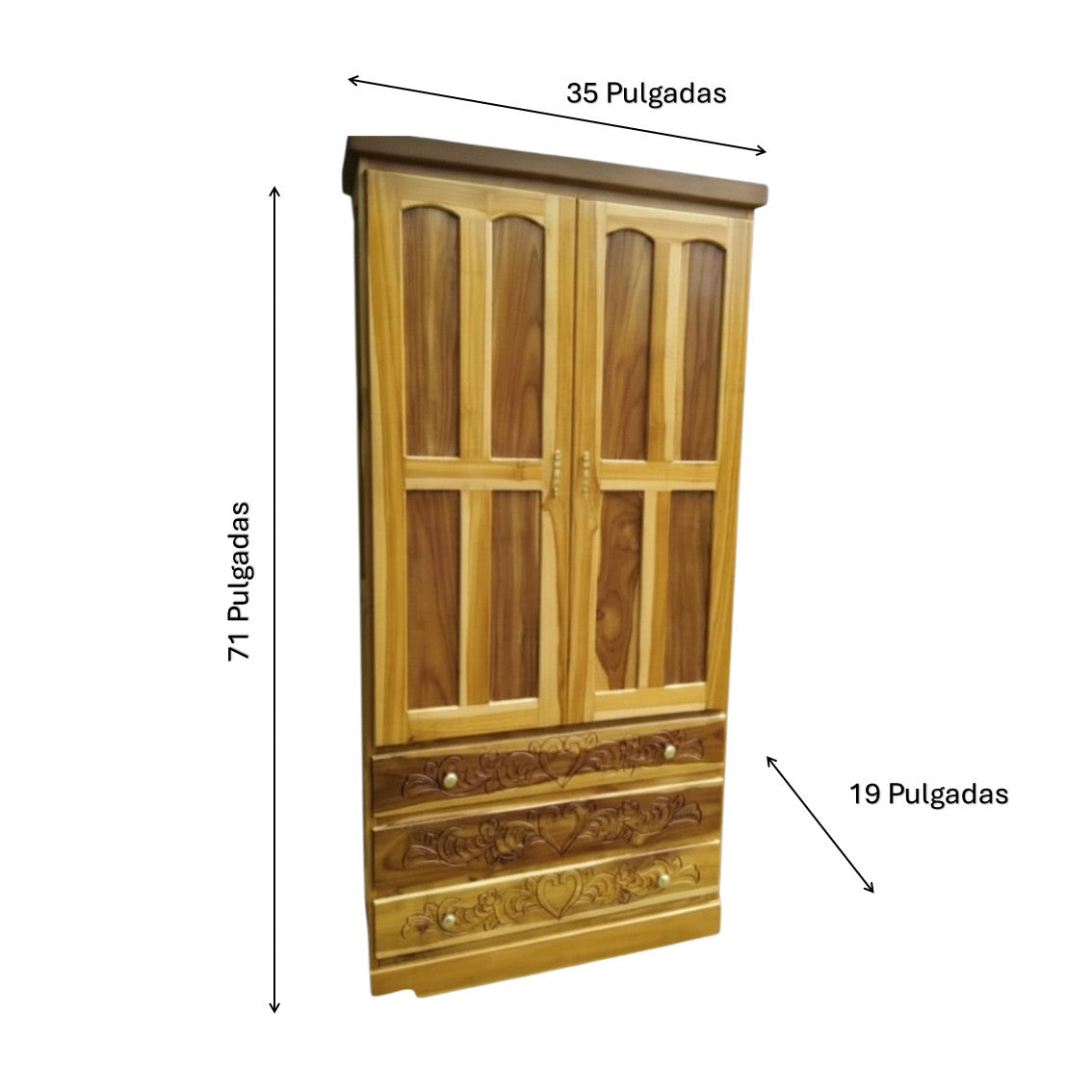 Closet Ropero Teca 2 Puertas 3 Gavetas ( Pedido Especial )