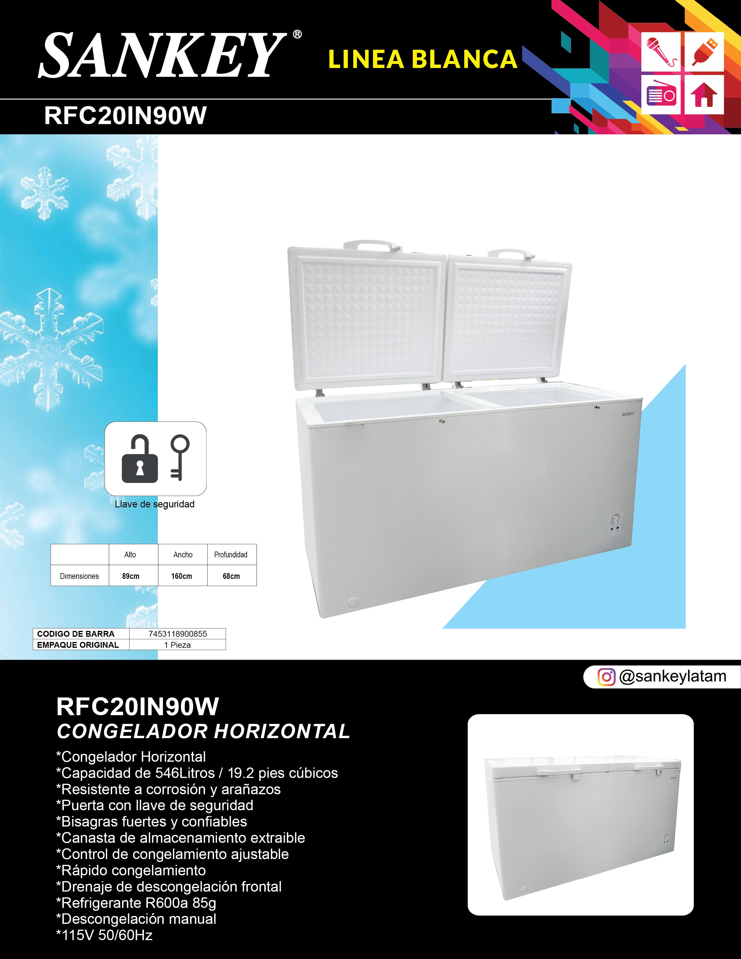 Congelador Baul RFC-20IN90W Sankey