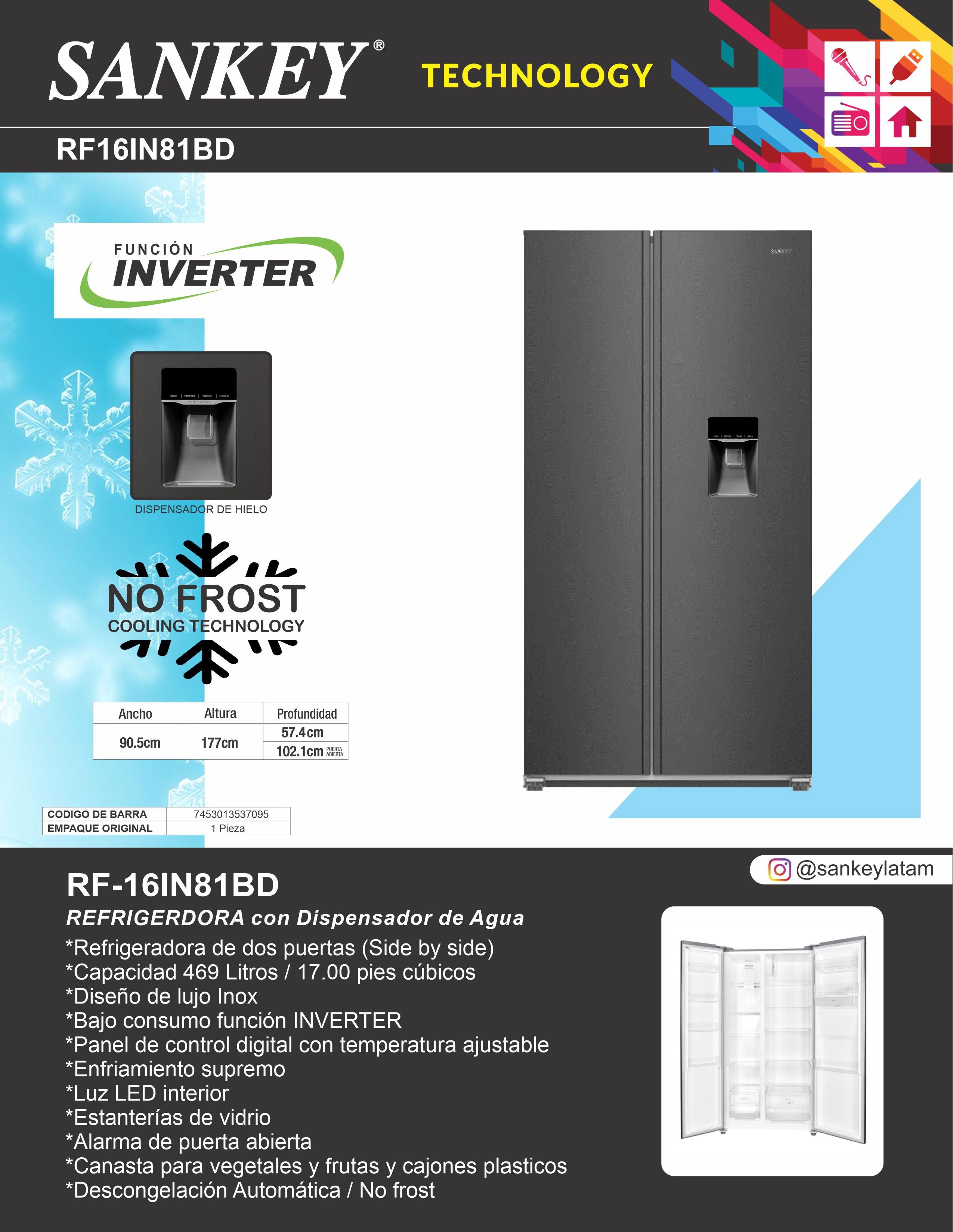 Refrigeradora SBSD RF-16IN81BD Sankey