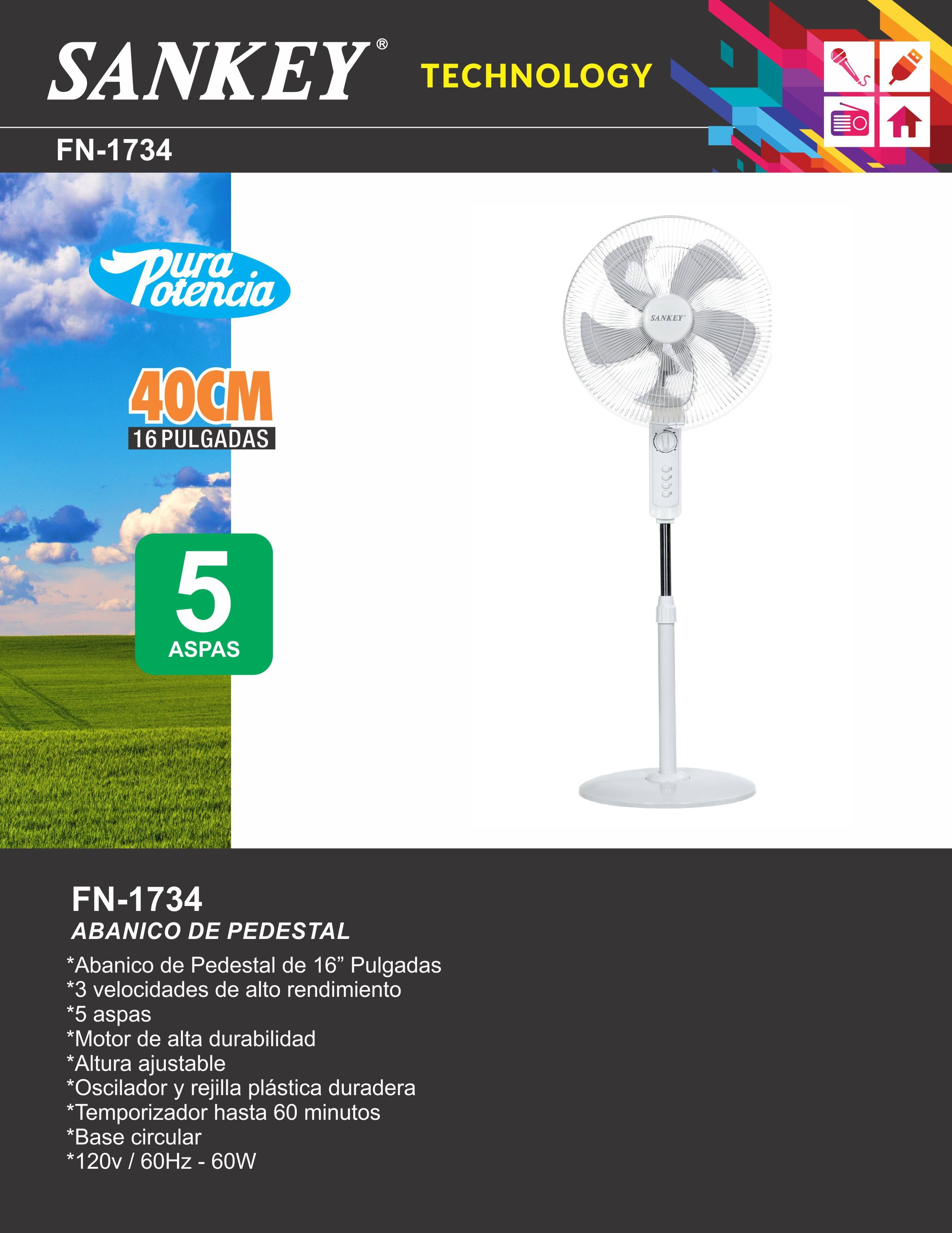 Abanico Pedestal FN-1734 Sankey