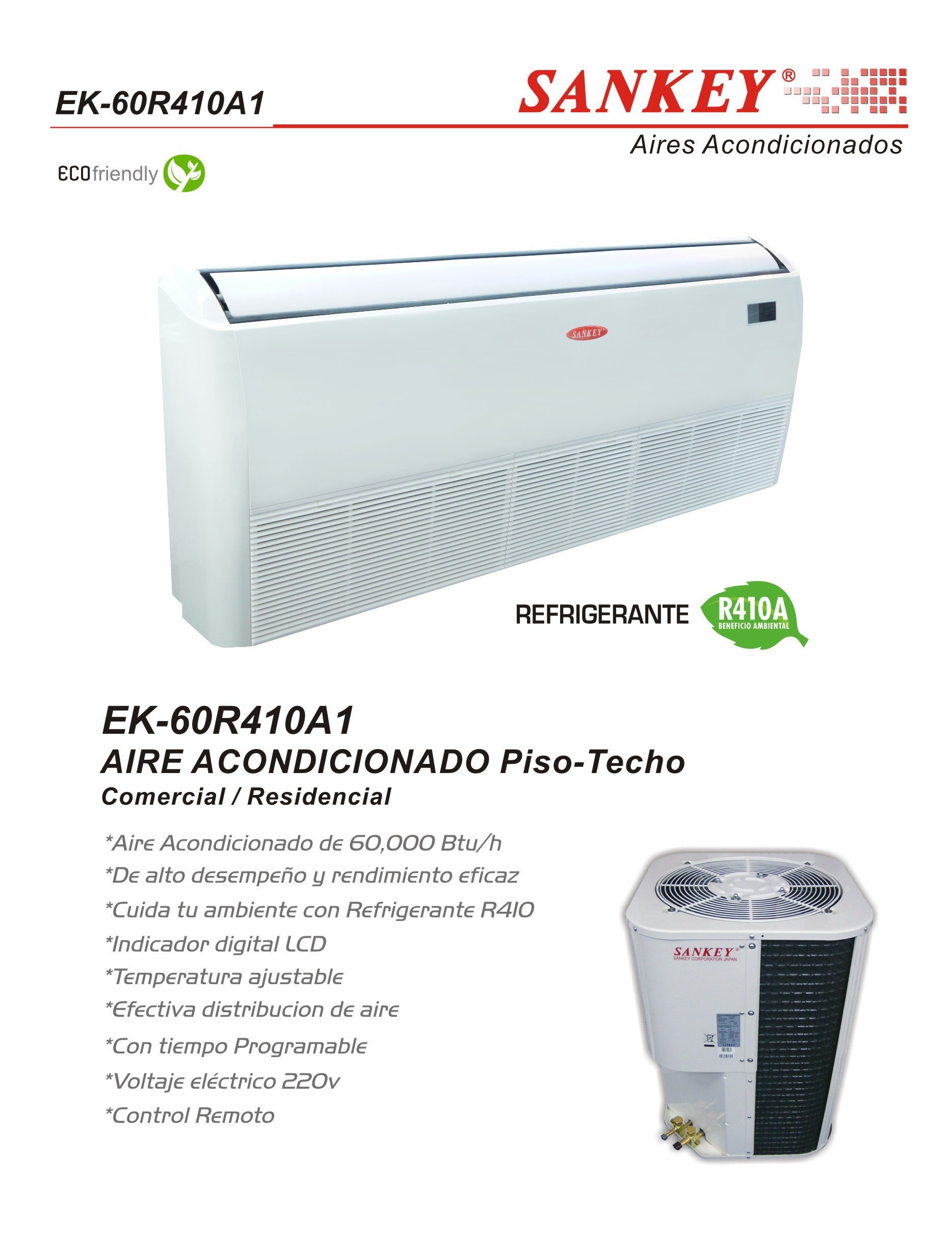 Aire Piso Techo 60K R410 220V EK-60R410A1 Sankey