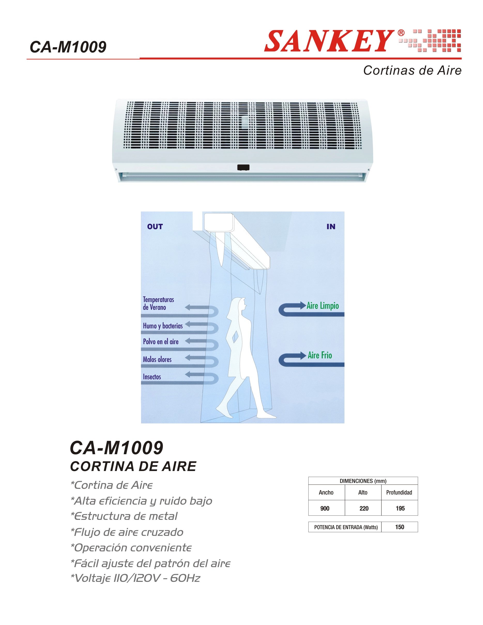 Cortina de Aire 090CM CA-M1009 Sankey