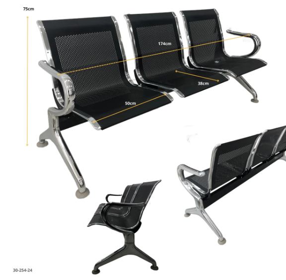 Silla de Espera Oficina 3PTS 30-254-24 Negro