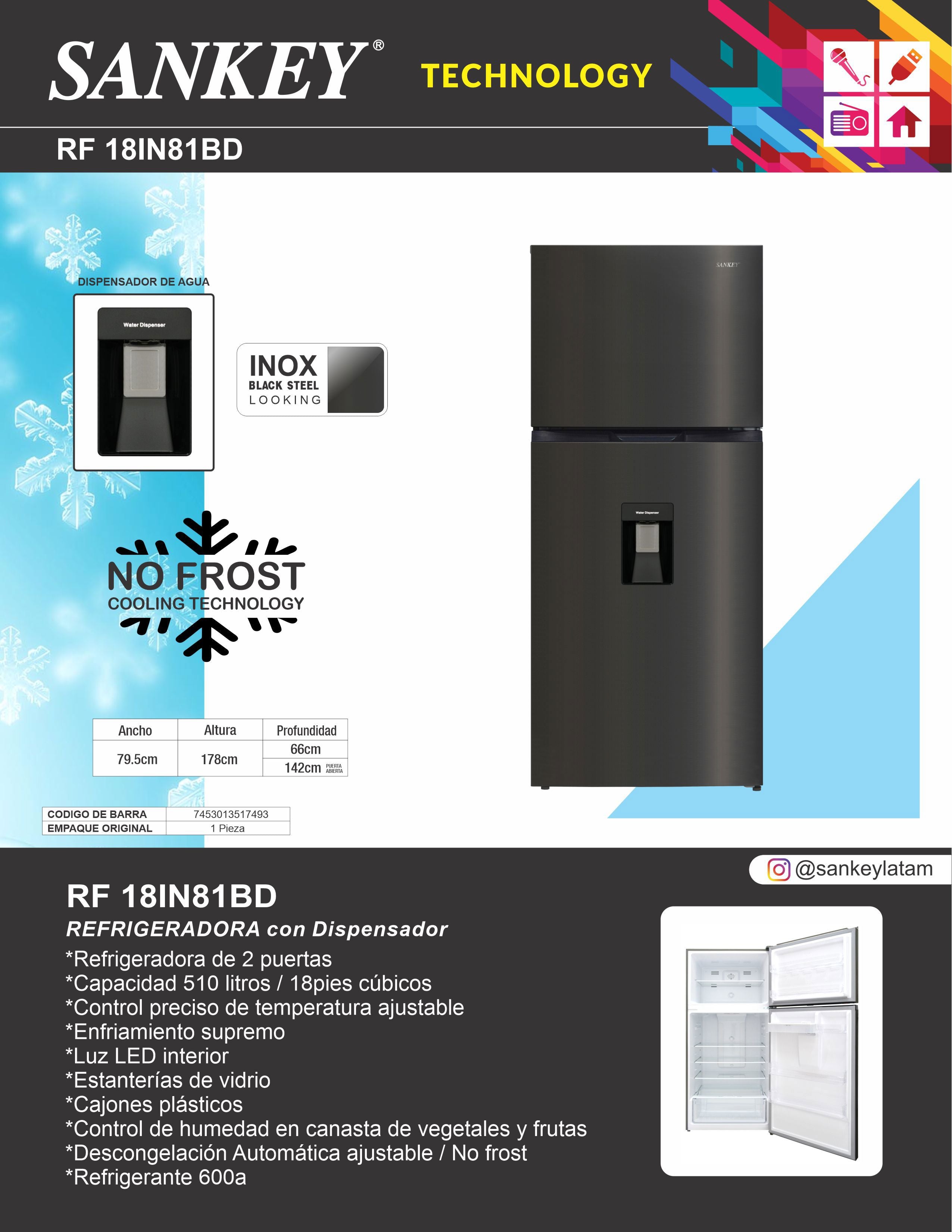 Refrigeradora TBD RF-18IN81BD Sankey