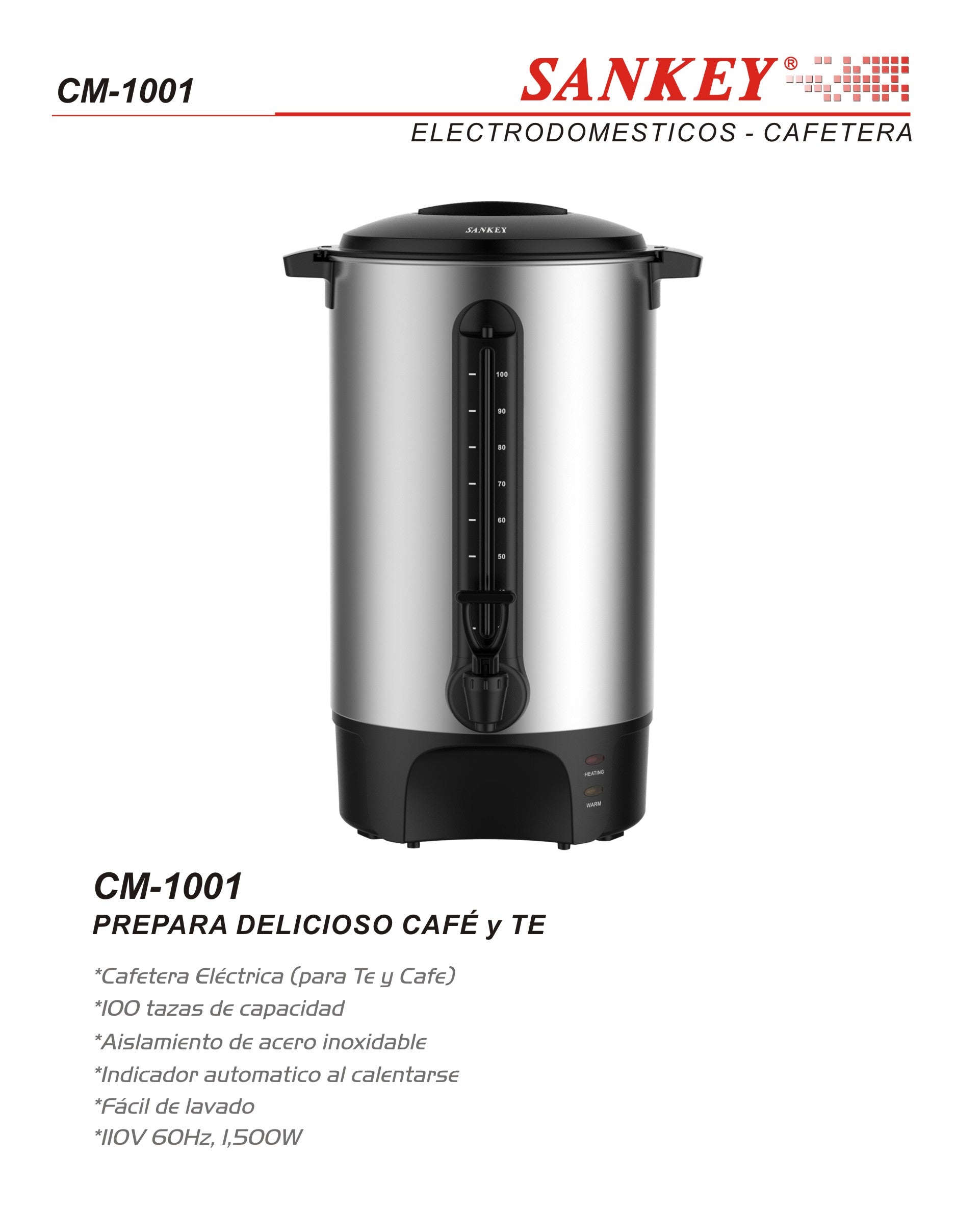 Cafetera 100 Tazas CM-1001 Sankey