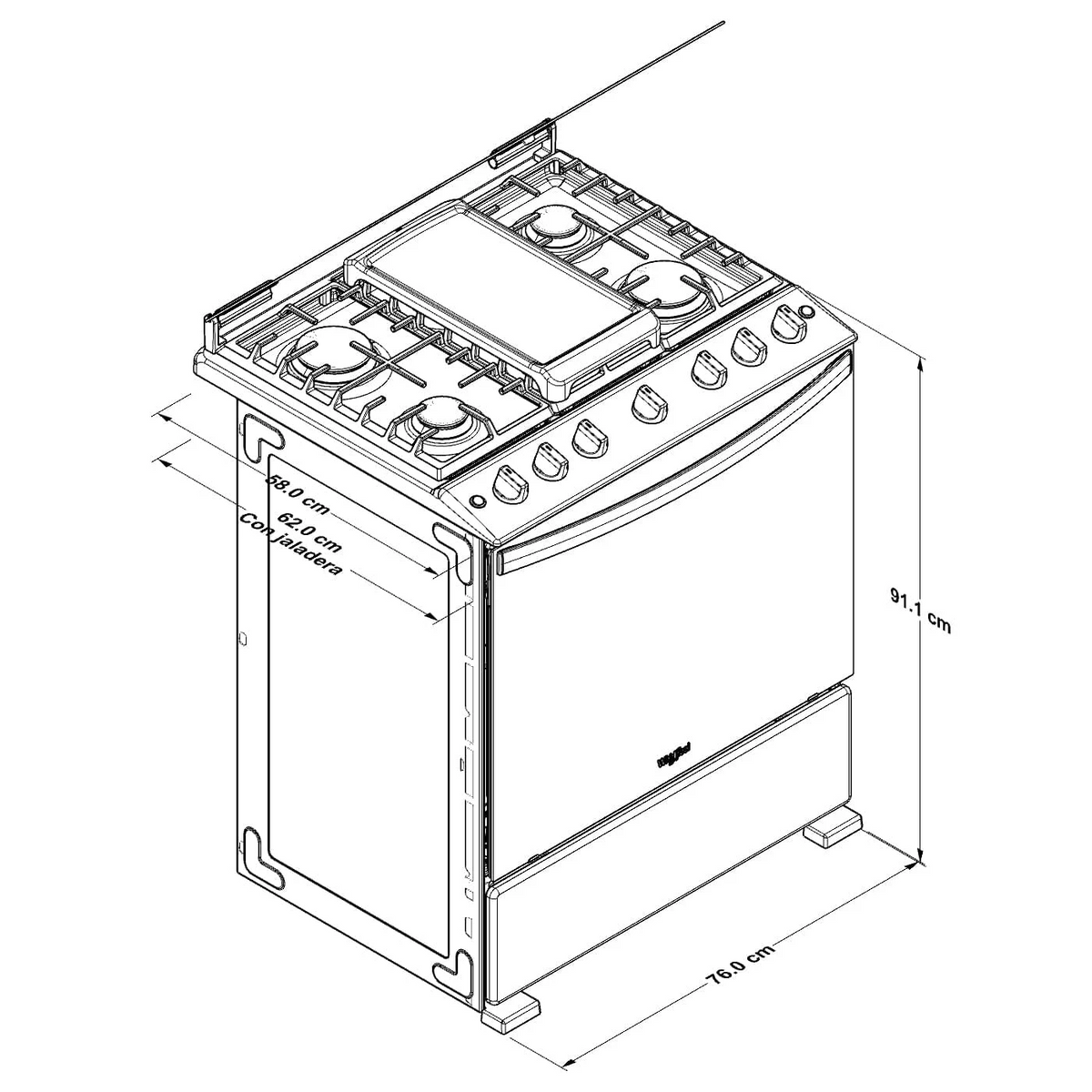 Estufa 6Q 30P LWFR5200D Whirlpool