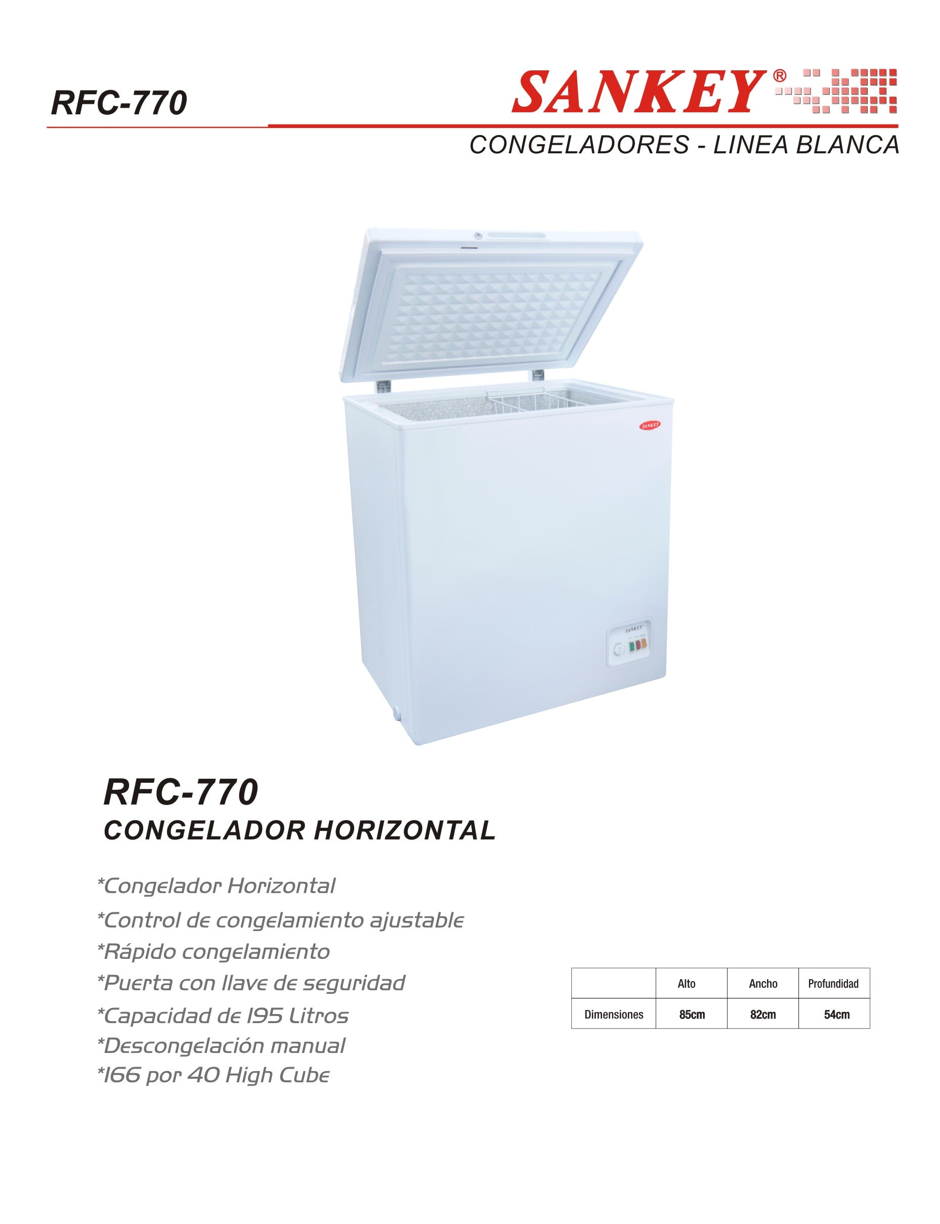 Congelador Baul RFC-770 Sankey