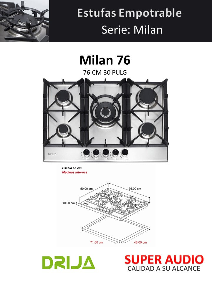 Estufa Empotrable 5Q 76 Milan Drija