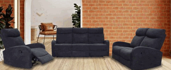Juego de Sala Reclinable 6PTS 3+2+1 Nocecentro Negro