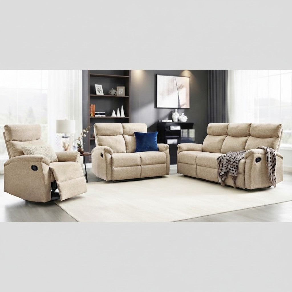 Juego de Sala Reclinable Mario Beige 3 + 2 + 1 6PTS 69260874