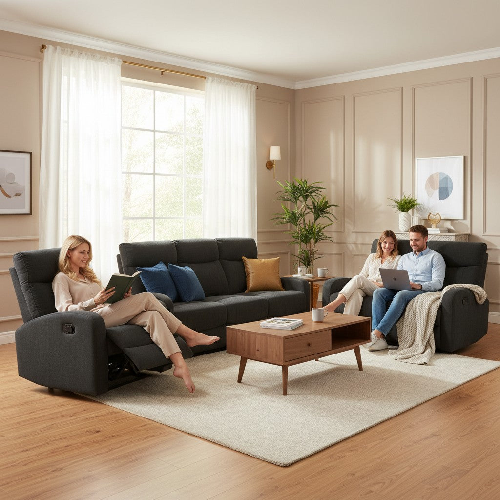 Juego de Sala Reclinable 6PTS 3+2+1 Nocecentro Negro