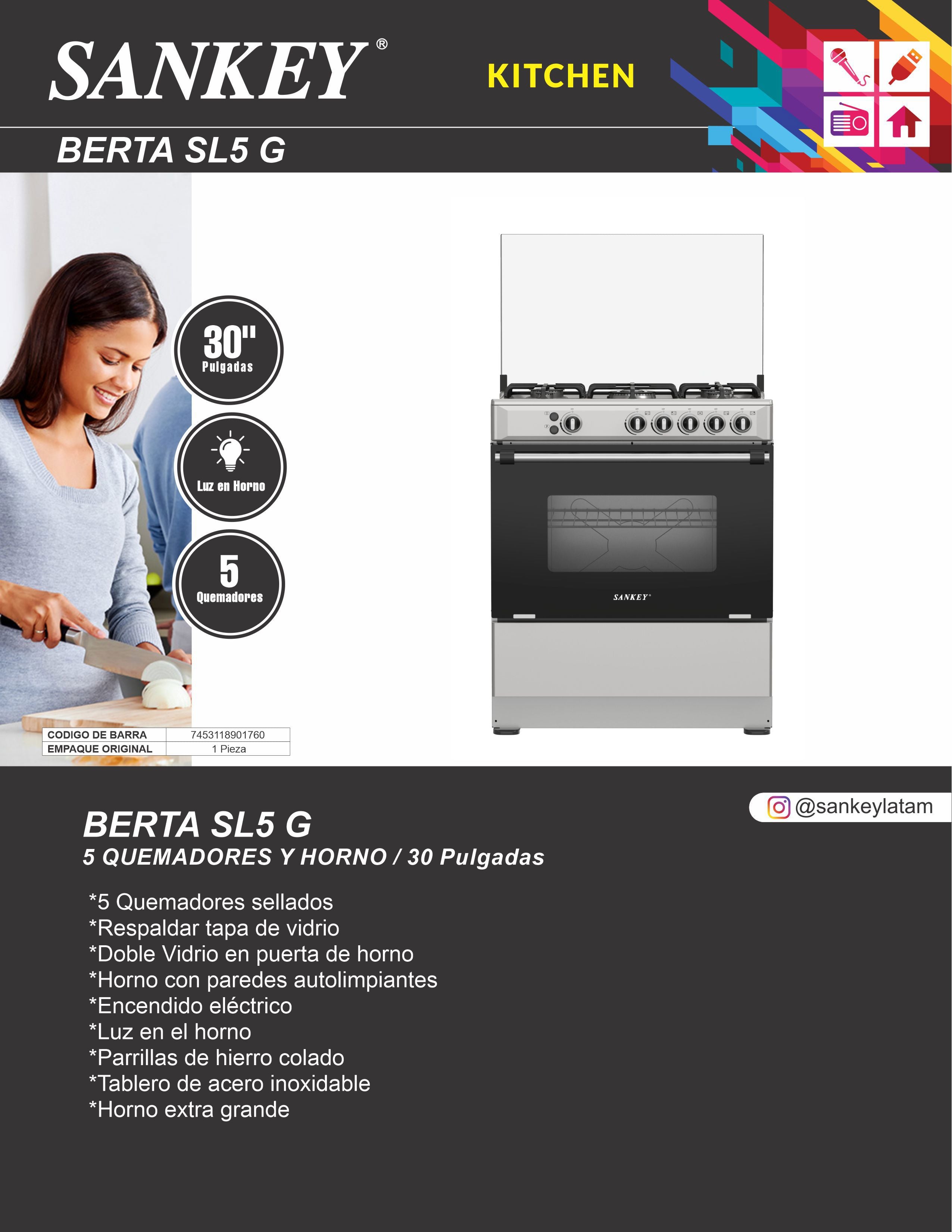 Estufa 5Q 30P Berta Tapa SL5G / SL05G Sankey Gris