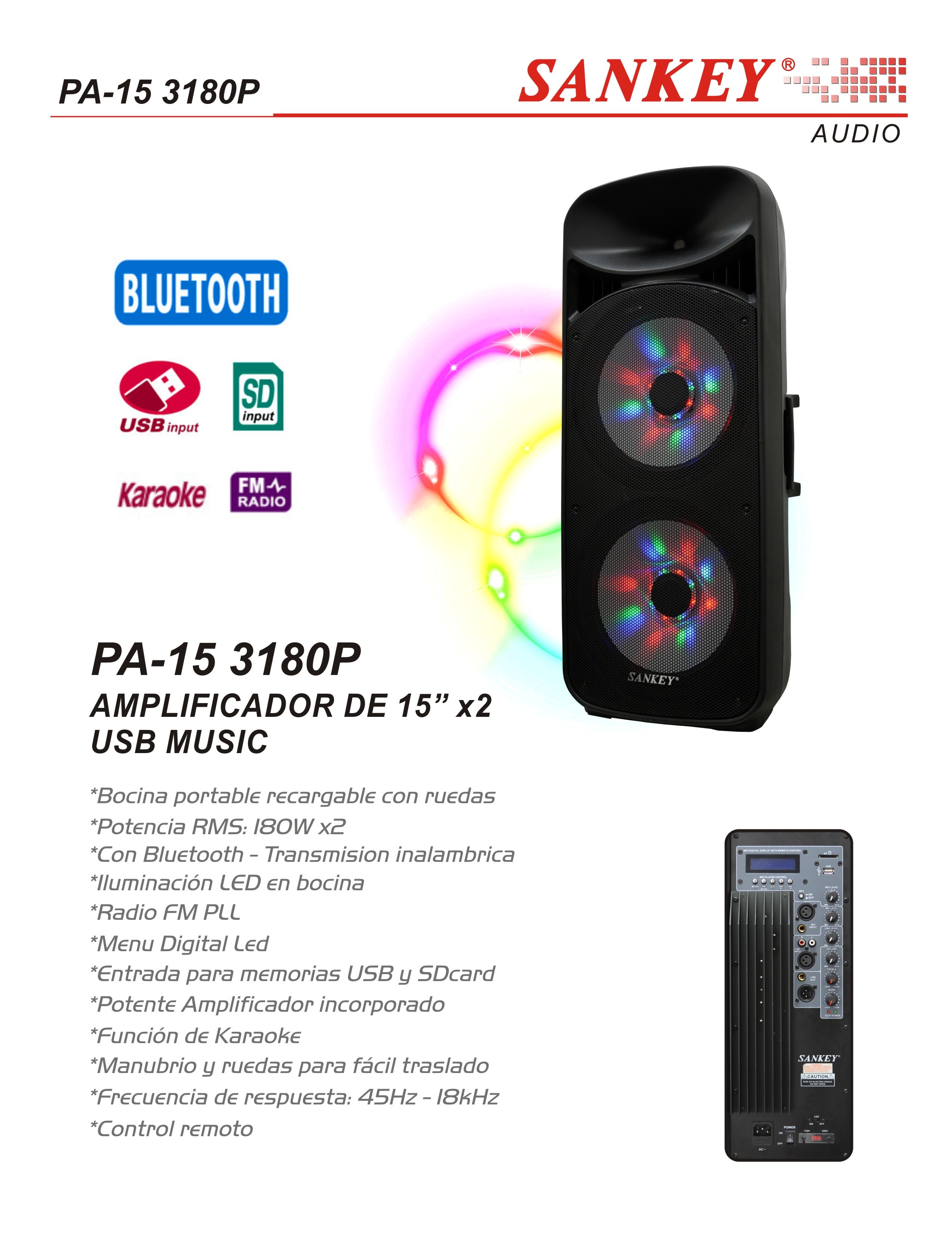 Bocina Amplificada PA15-3180P Sankey