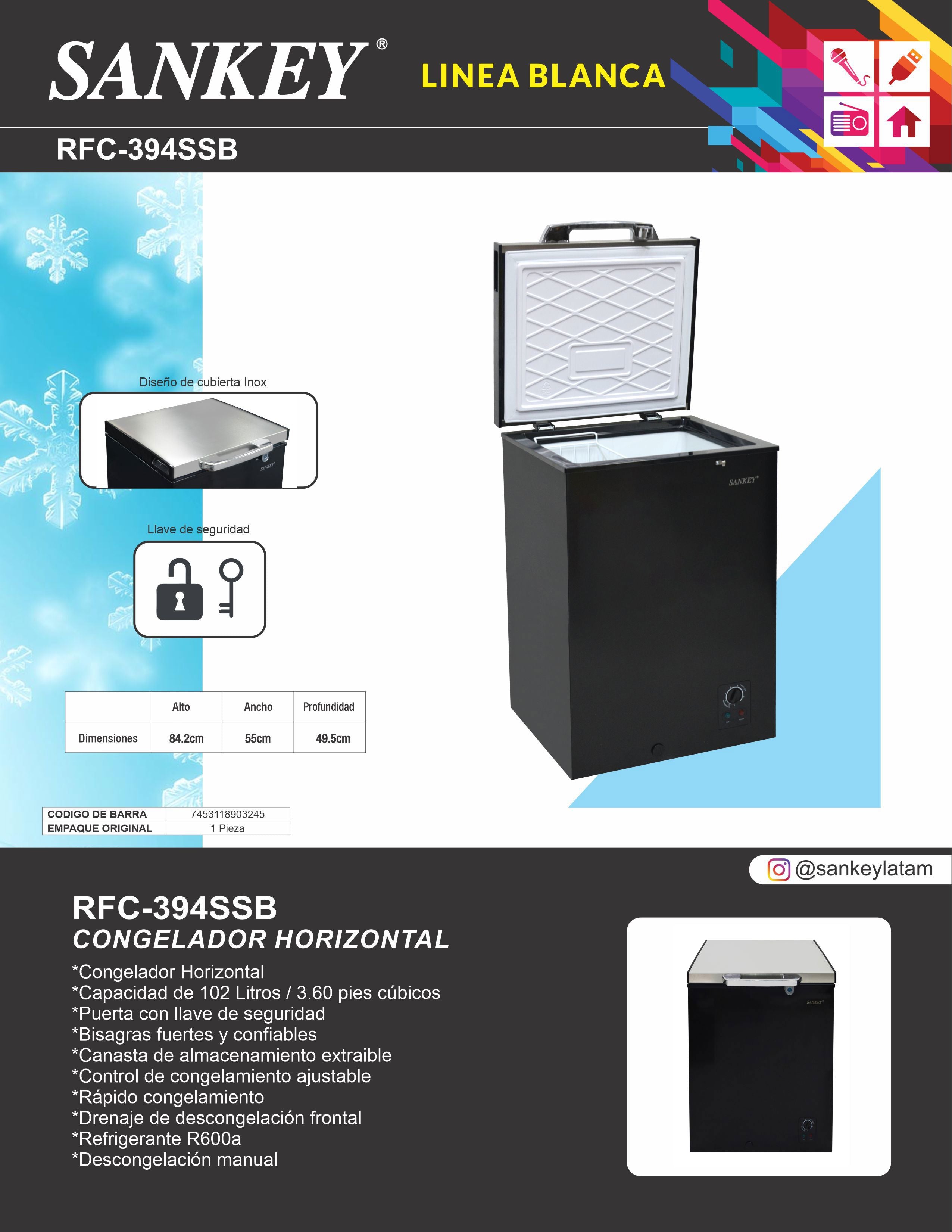 Congelador Baul RFC-394SSB Sankey