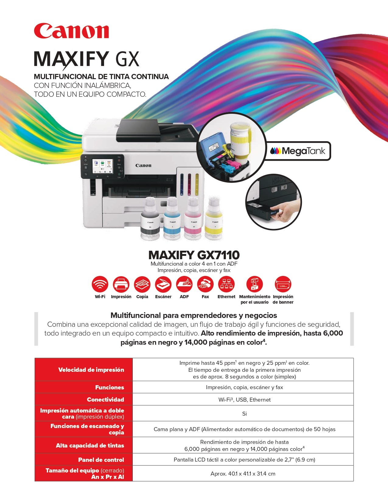 Impresora Multifuncional MAXIFY GX7110 Canon