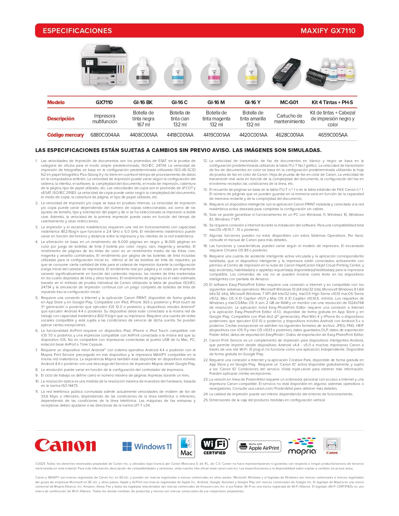 Impresora Multifuncional MAXIFY GX7110 Canon