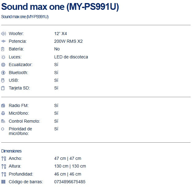Bocina Amplificada PAR MY-PS991U Mystic