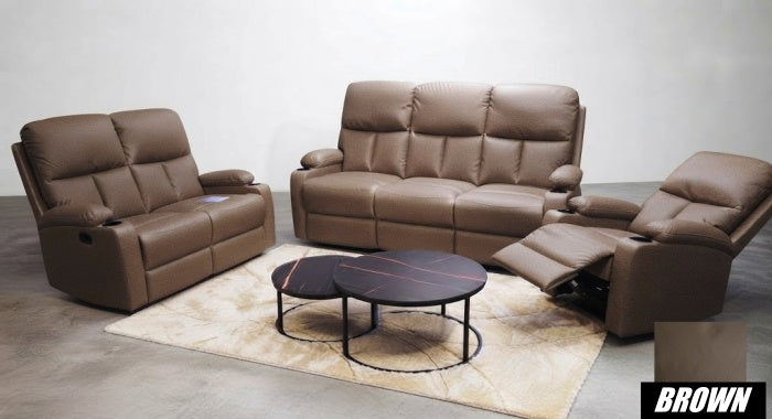 Juego de Sala Reclinable Brown 3 + 2 + 1 6PTS 69261810