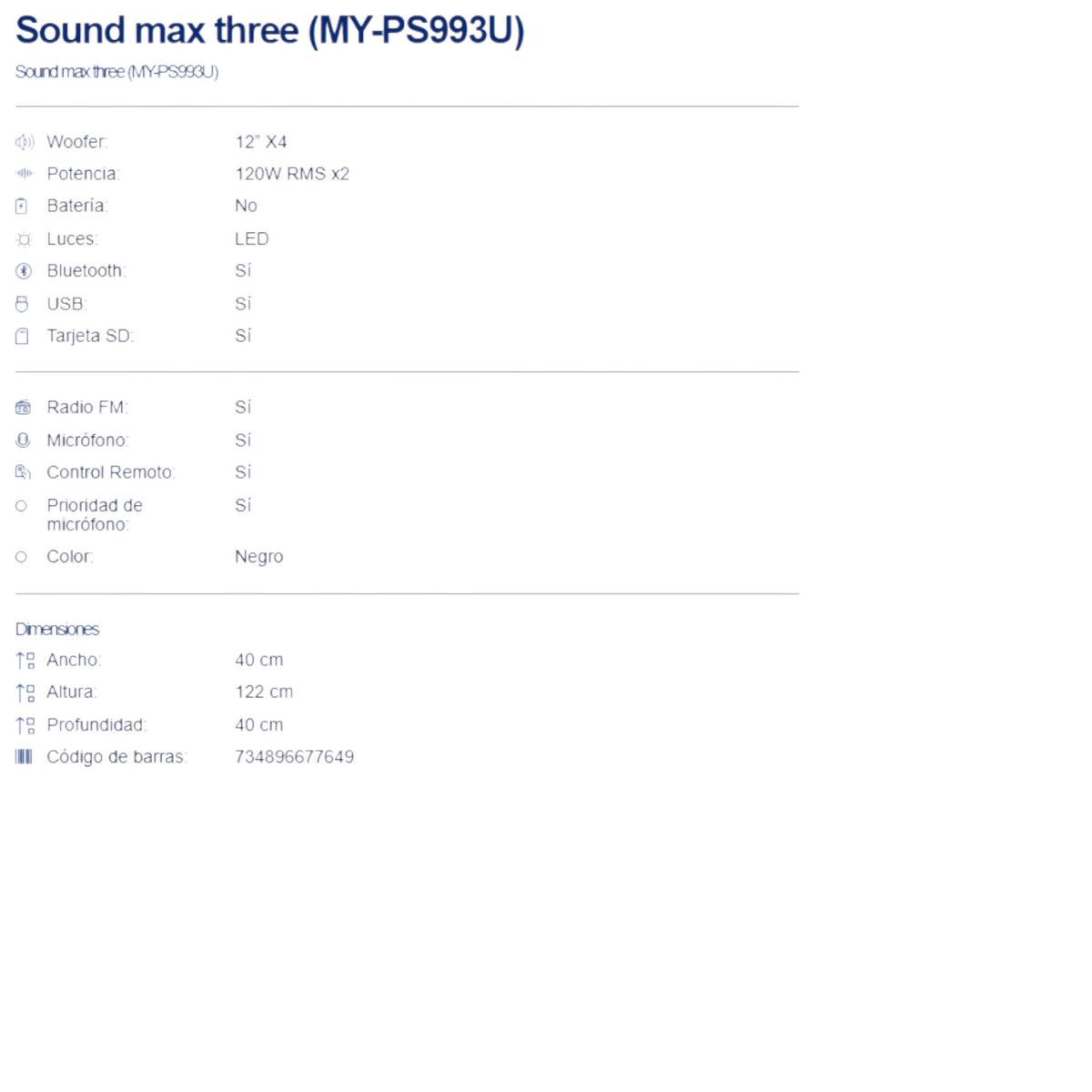 Bocina Amplificada PAR MY-PS993U Mystic