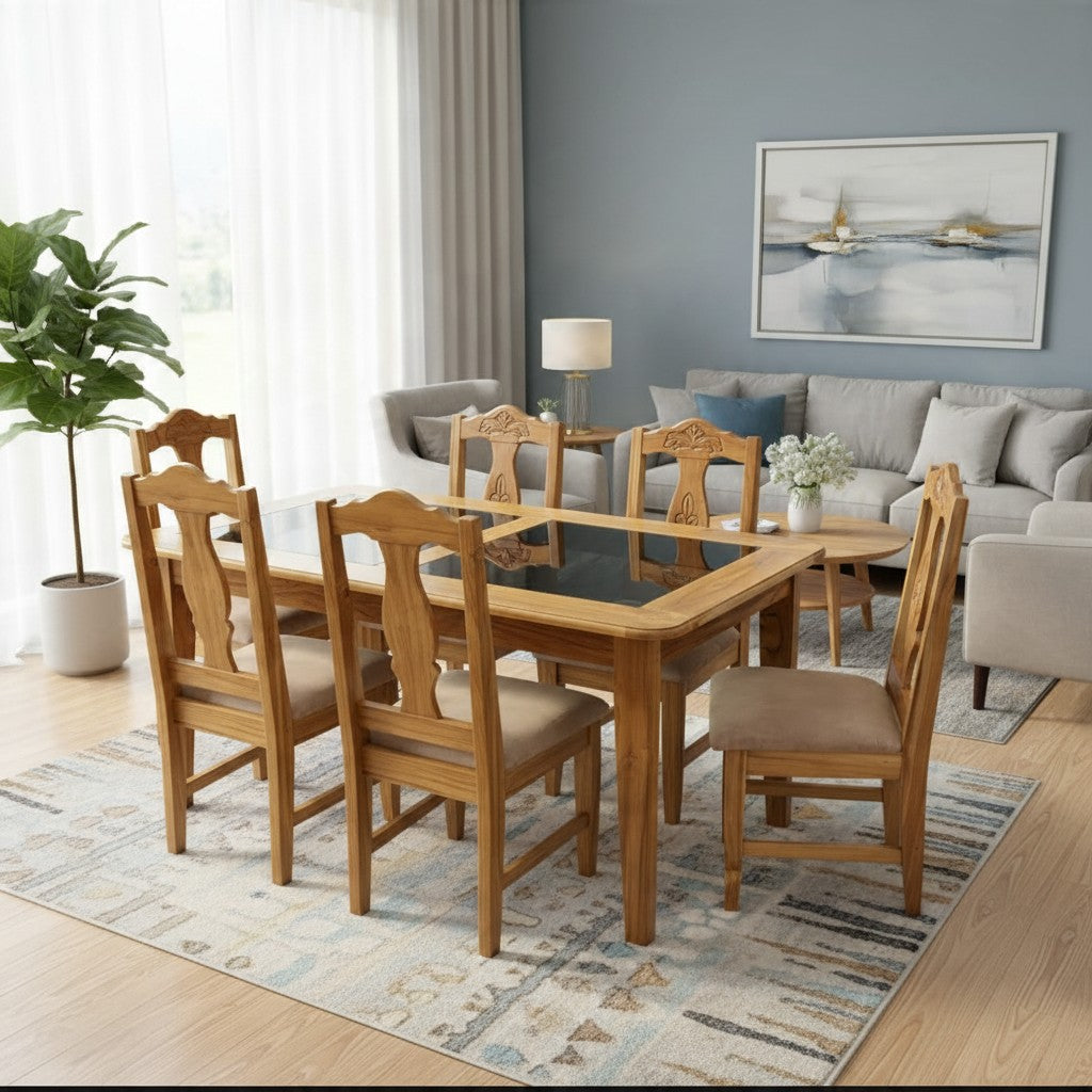Comedor 6 PTS VIDATEC VIDRIO TECA