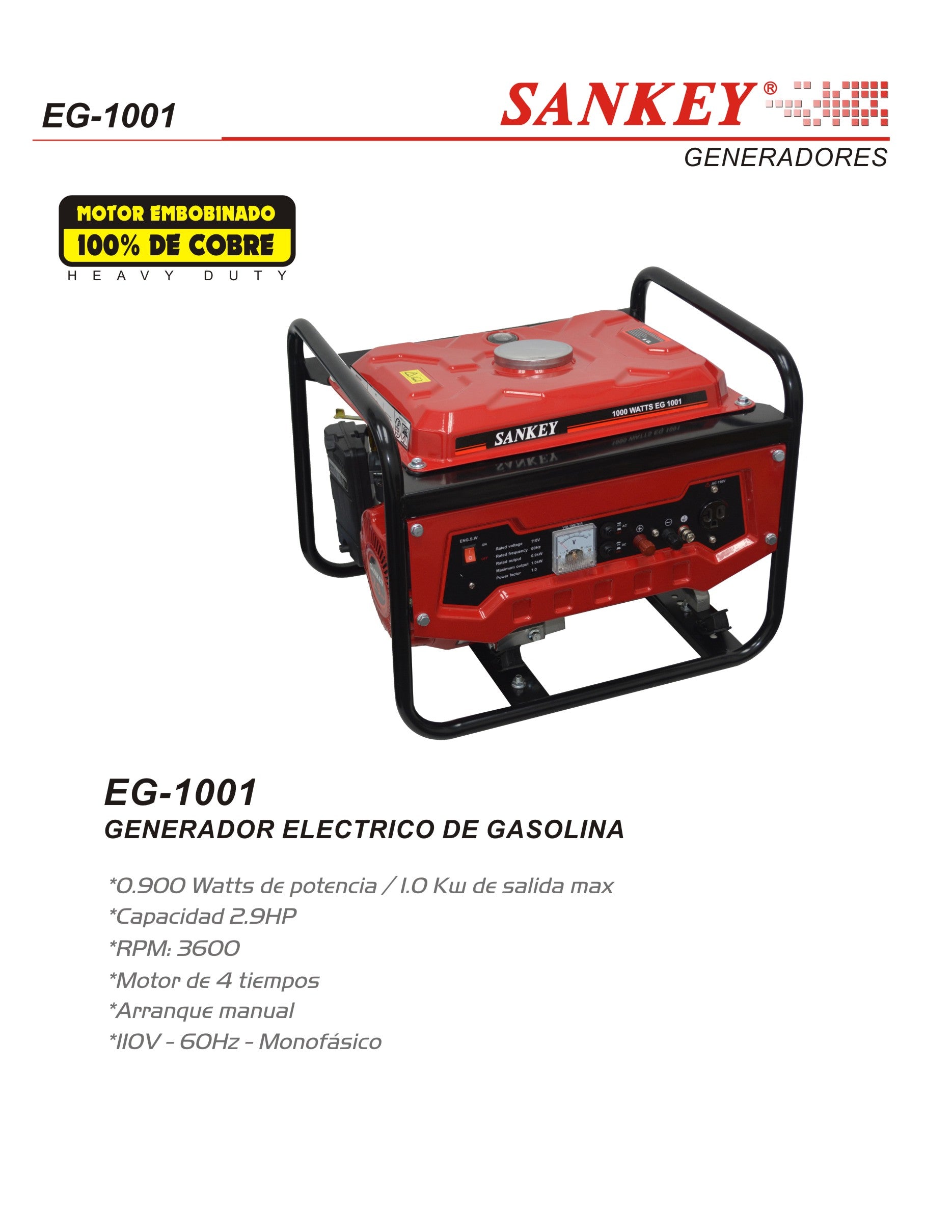 Generador 1000W EG-1001 Sankey