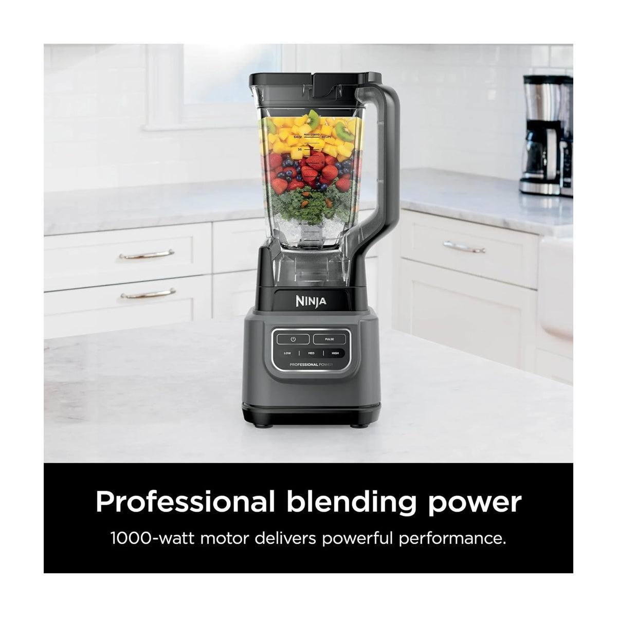 Licuadora Ninja Classic Blender de 4 Velocidades | Tecnología Total Crushing | Función de Pulso |  1.75 L | 1000W | Gris