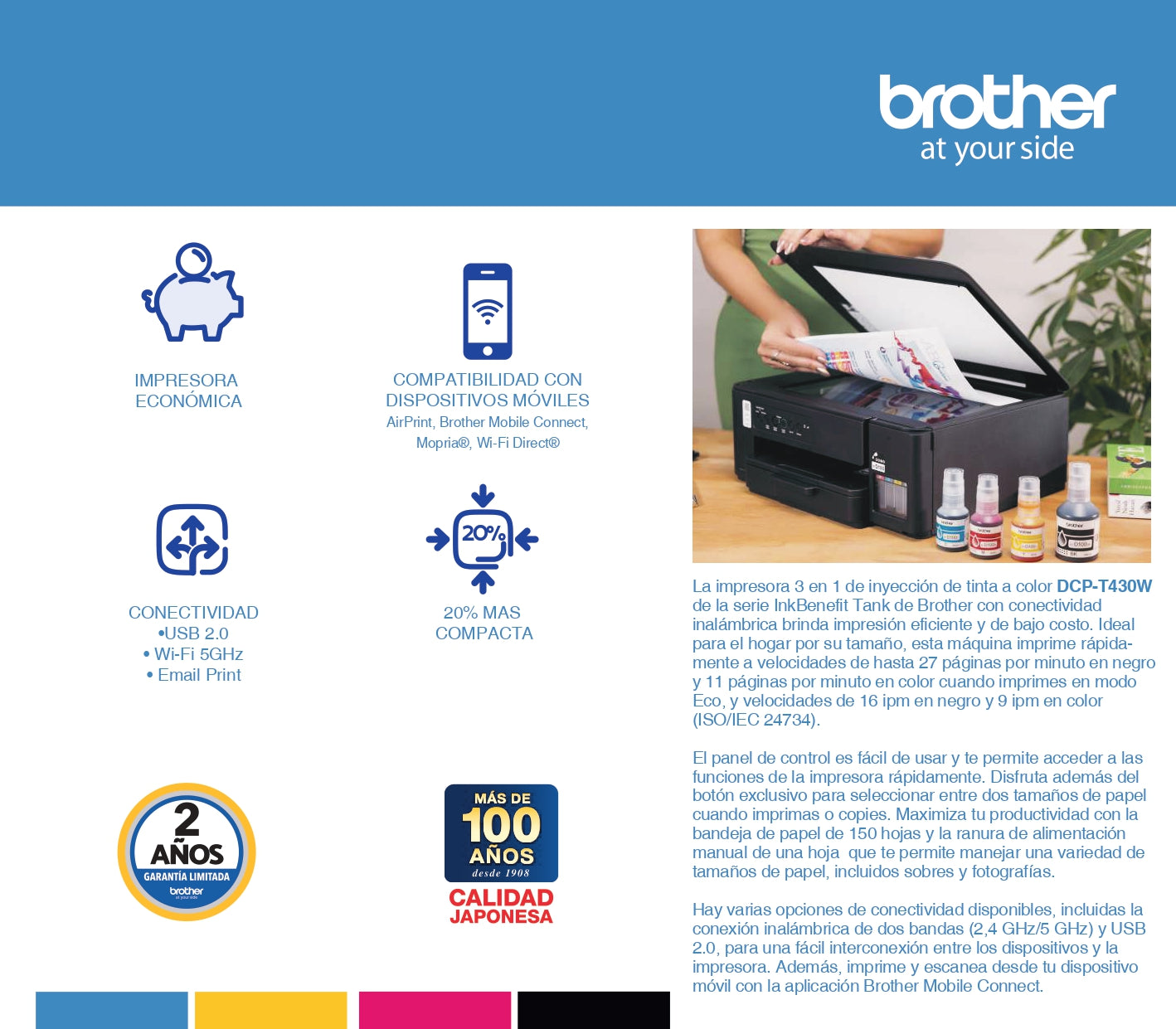 Impresora TANK 3en1 WiFi Plus 430 DCPT430W Brother