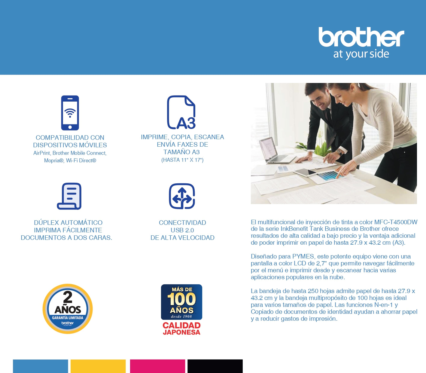 Impresora Multifuncional Tank Fax High Cap. A3 4500 MFCT4500DW Brother