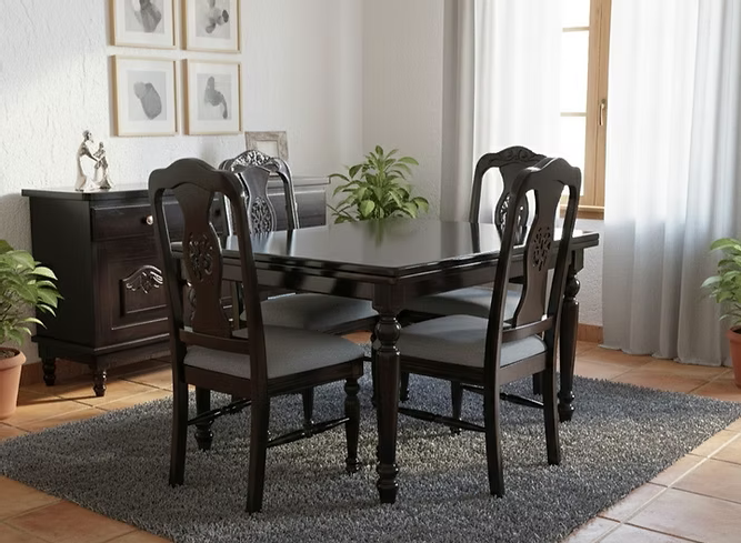 Comedor 4PTS Mesa Praga Sillas Praga Nogal