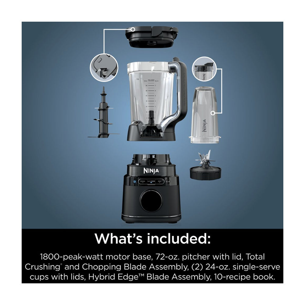 Ninja Detect Power Blender Pro Duo Licuadora de 10 Velocidades | BlendSense | Tecnología Total Crushing | Pulso | 0.7L & 2.1L | 1800W | Negro