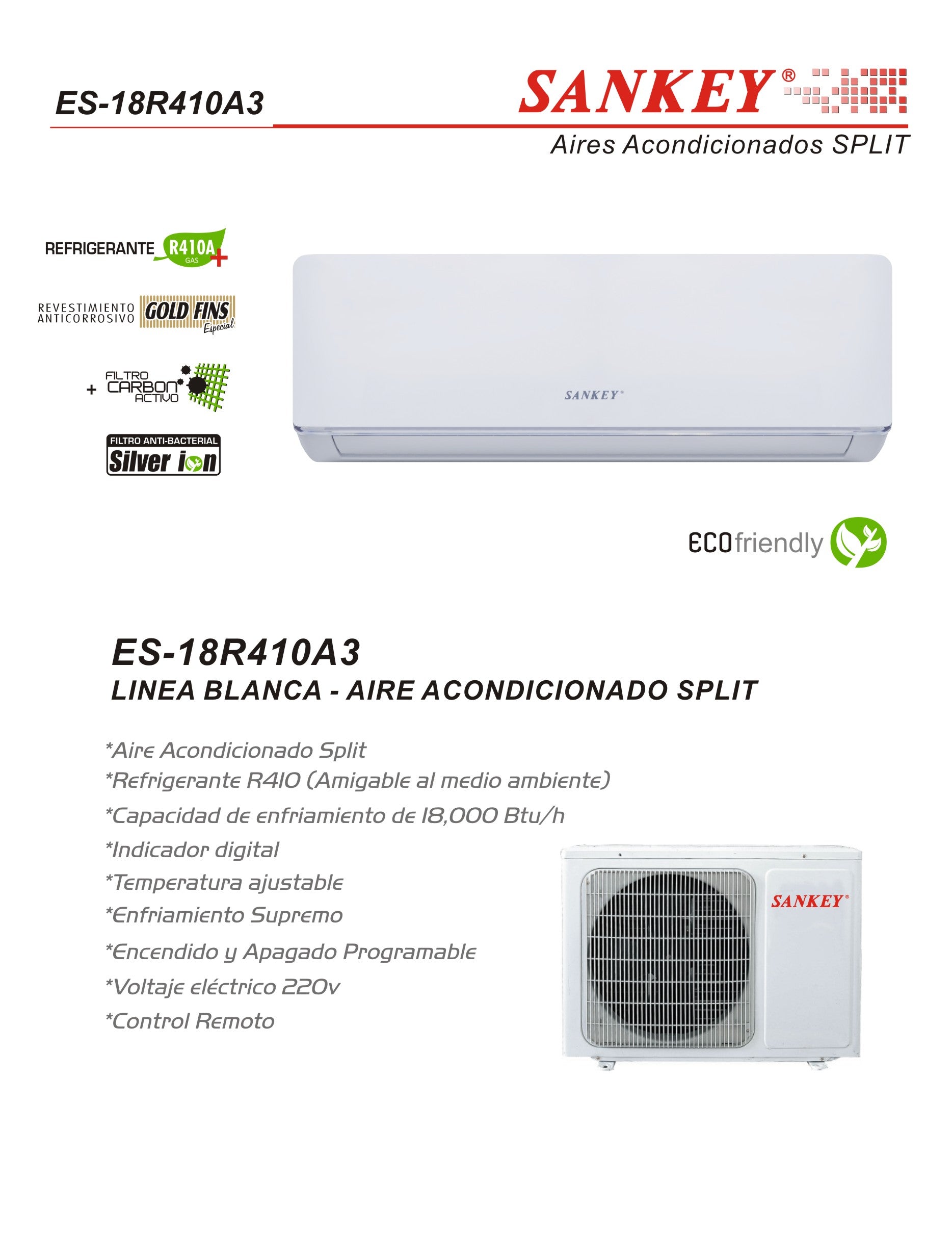 Aire Split 18K R410 220V ES-18R410A3 Sankey