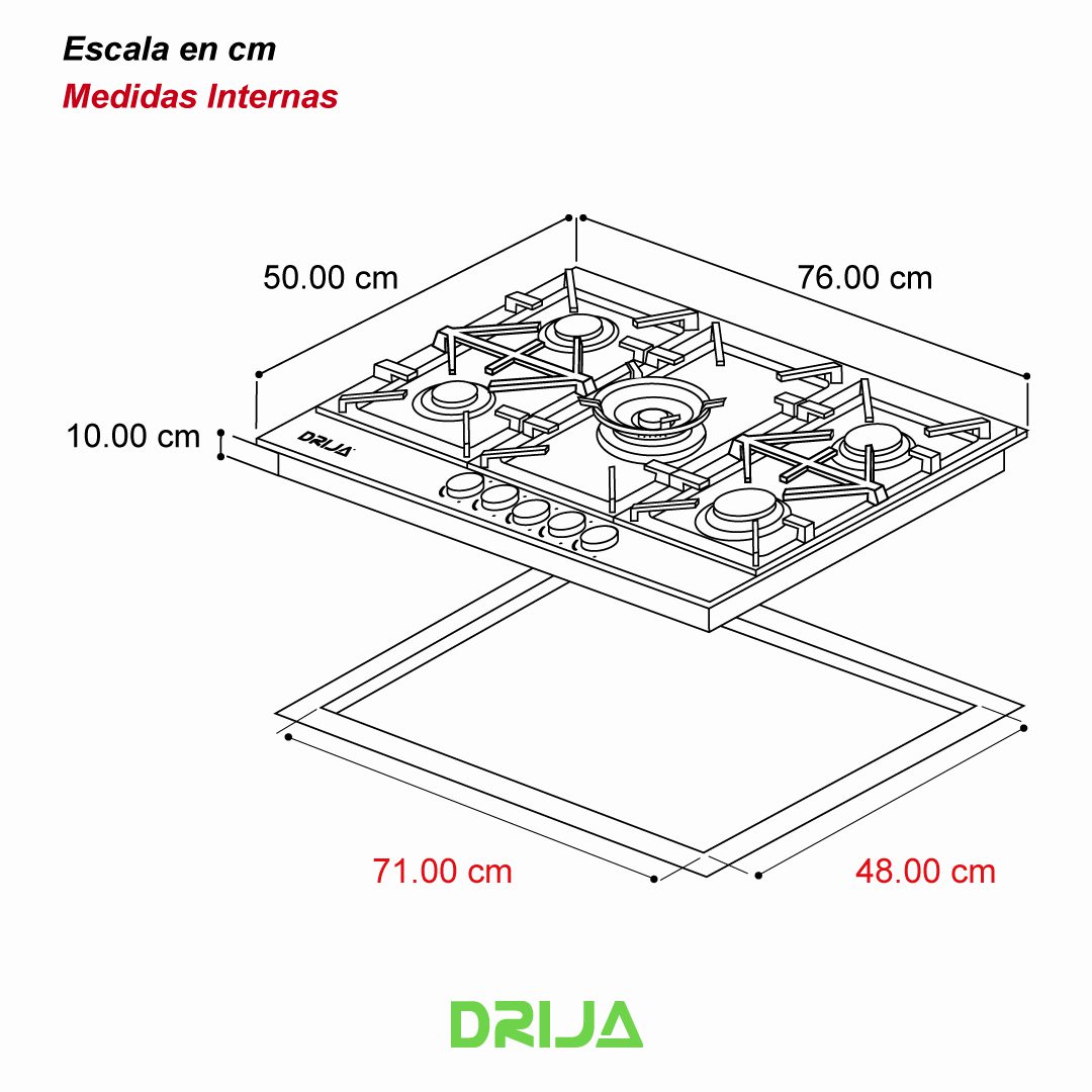 Estufa Empotrable 5Q 76 Milan Drija