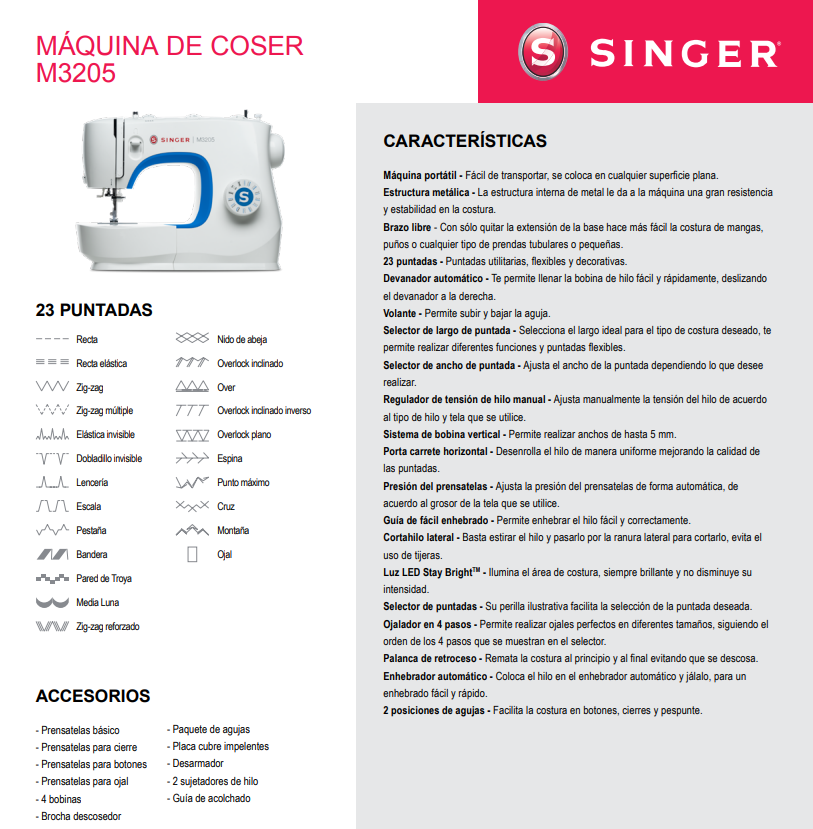 Maquina de Coser M3305 / 3305 Singer