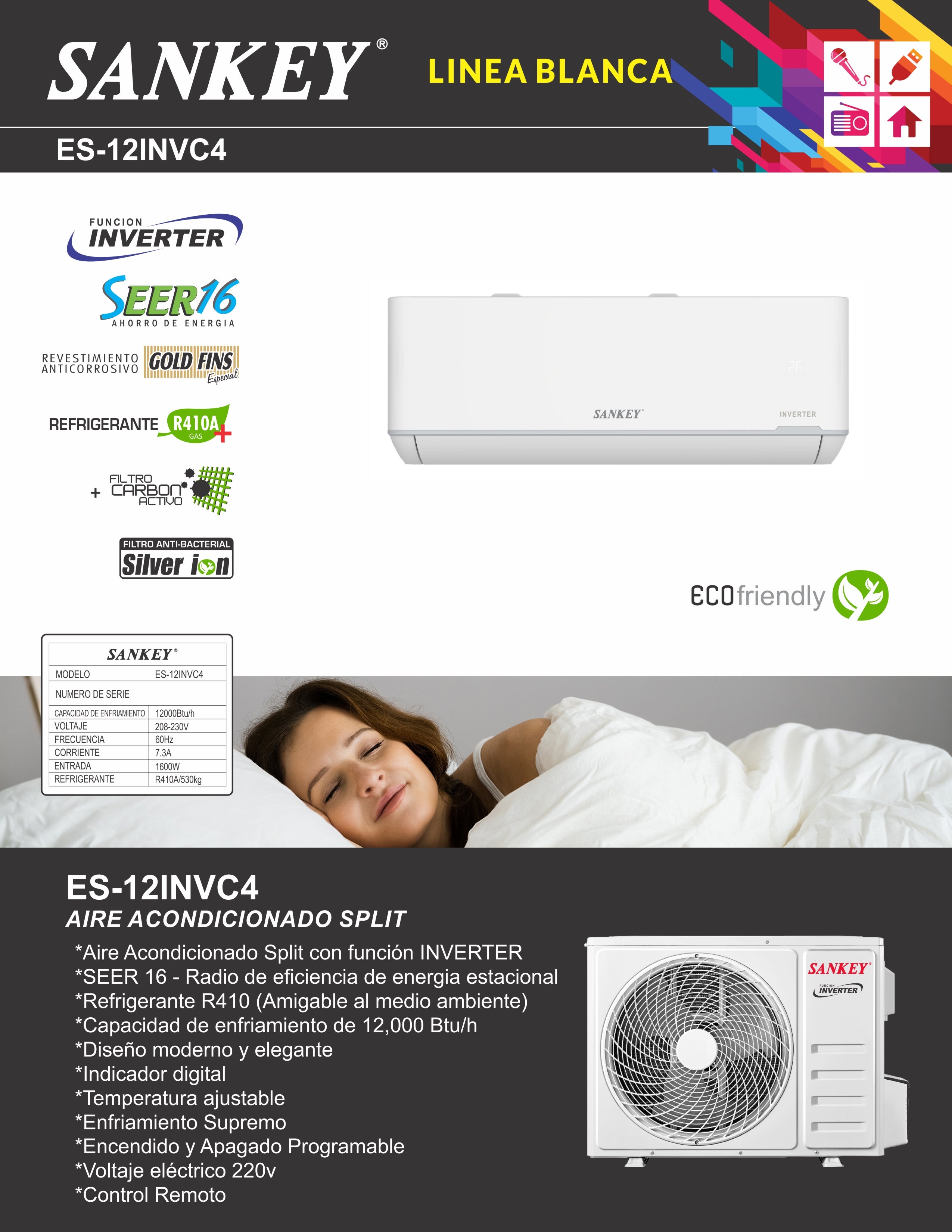 Aire Split 12K Inverter 220V ES-12INVC4 Sankey