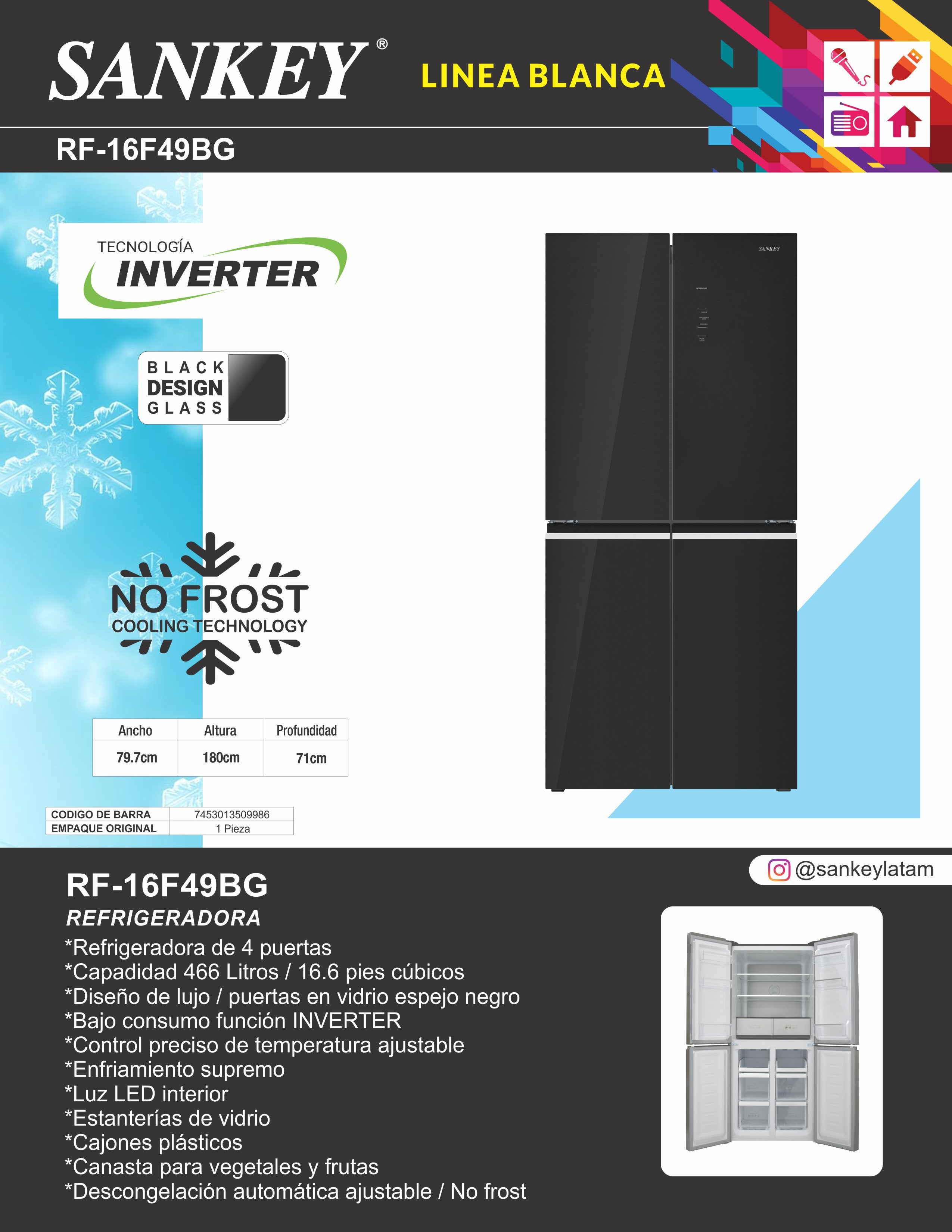 Refrigeradora RF-16F49BG Sankey