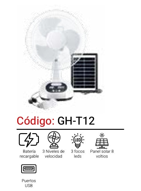 Abanico de Mesa SOLAR GH-T12 FCC