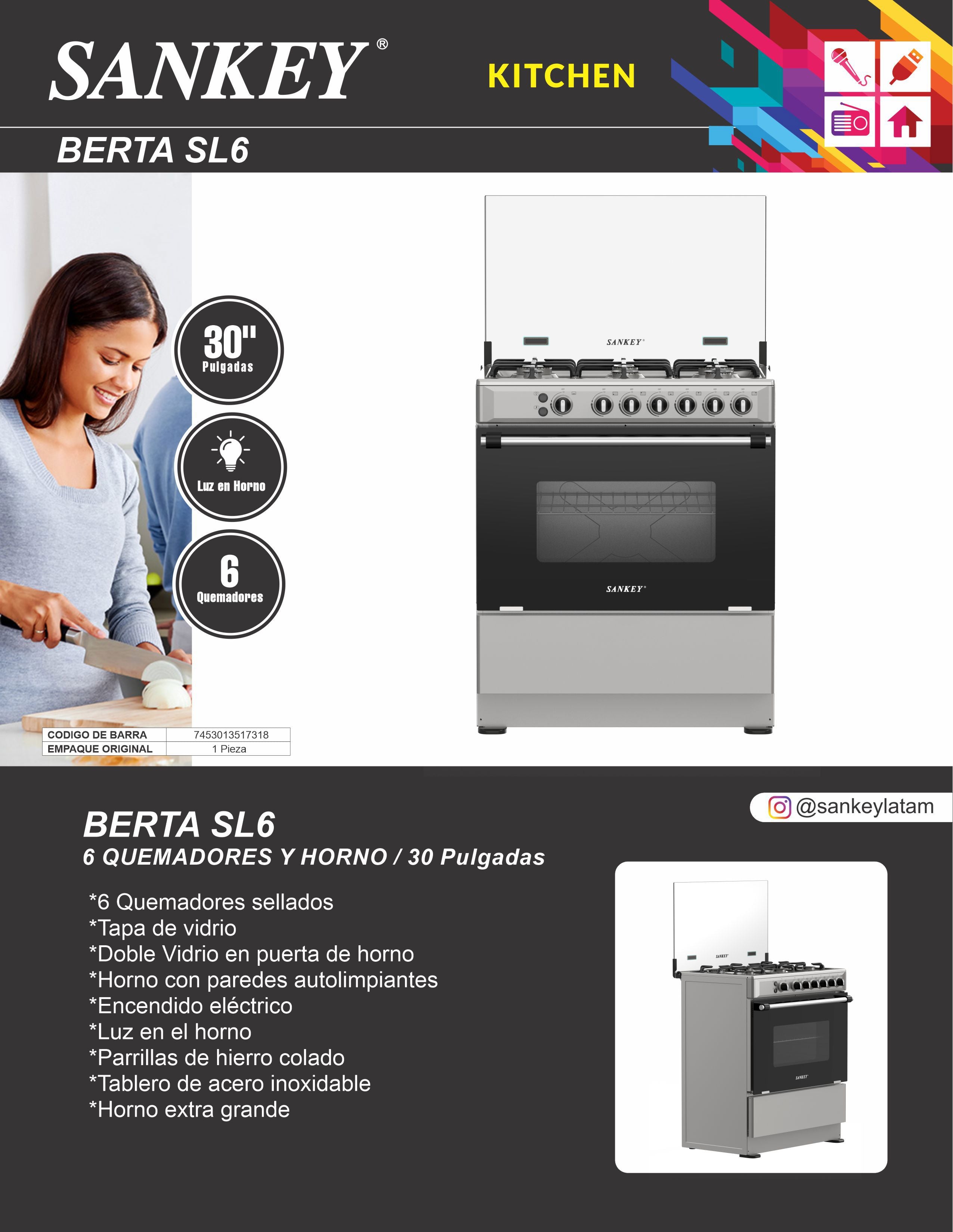 Estufa 6Q 30P Berta Tapa SL6 / SL06 Sankey Gris