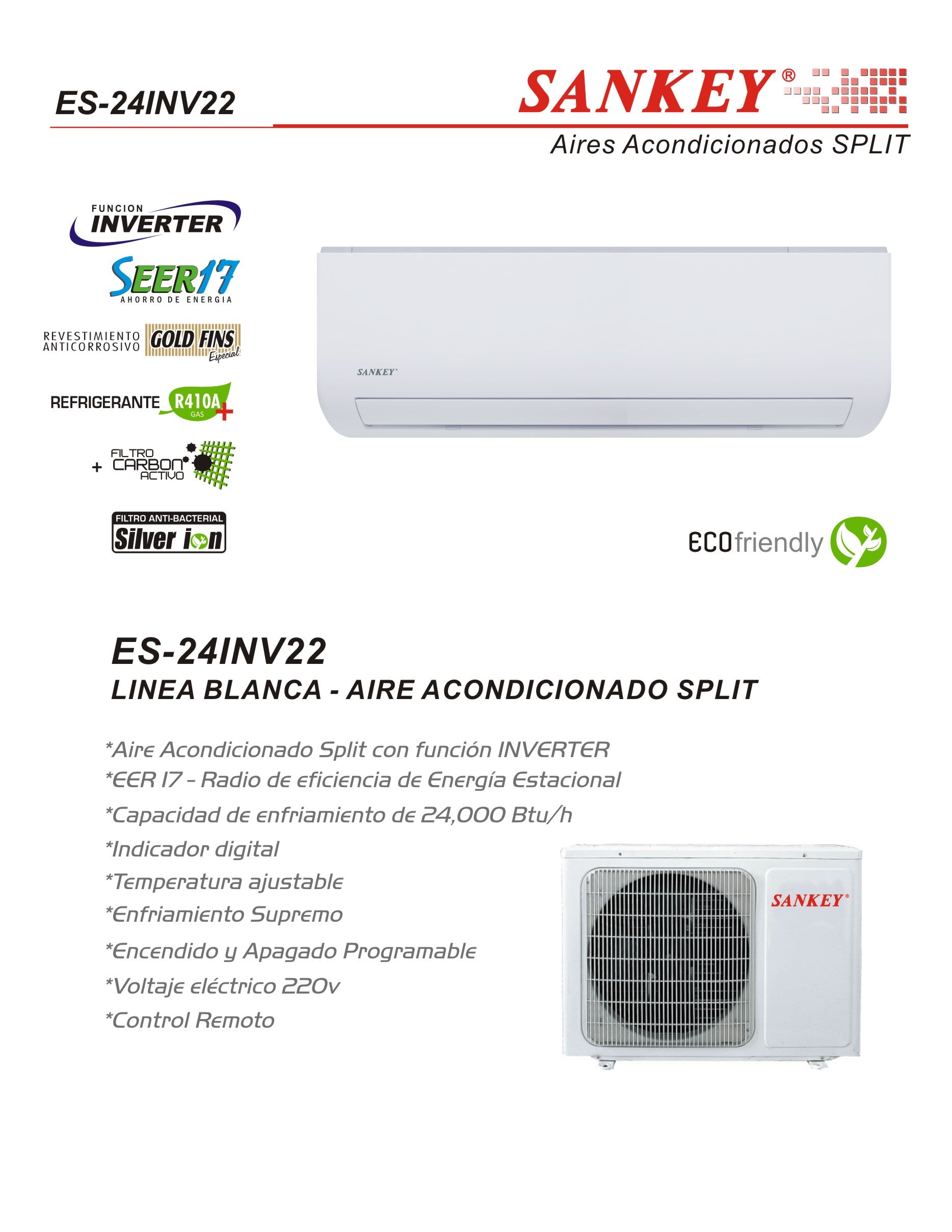 Aire Split 24K Inverter 220V ES-24INV22C Sankey 220V
