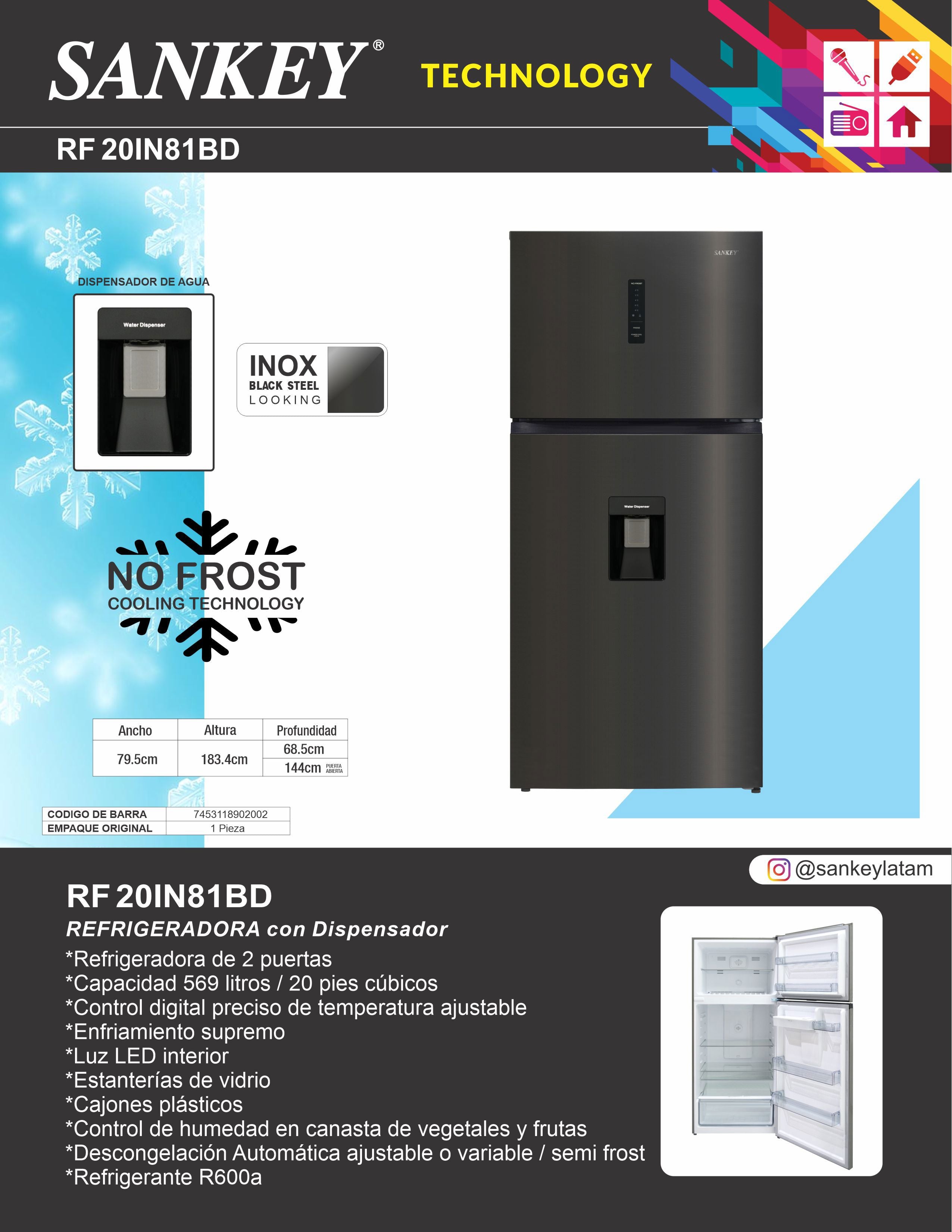 Refrigeradora TBD RF-20IN81BD Sankey