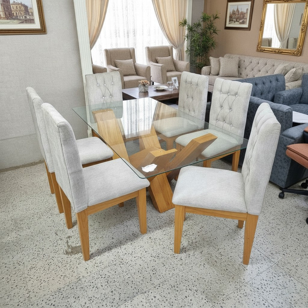 Comedor Waldorf 6TS Nogal ( Mesa + 6 Sillas Nogal )