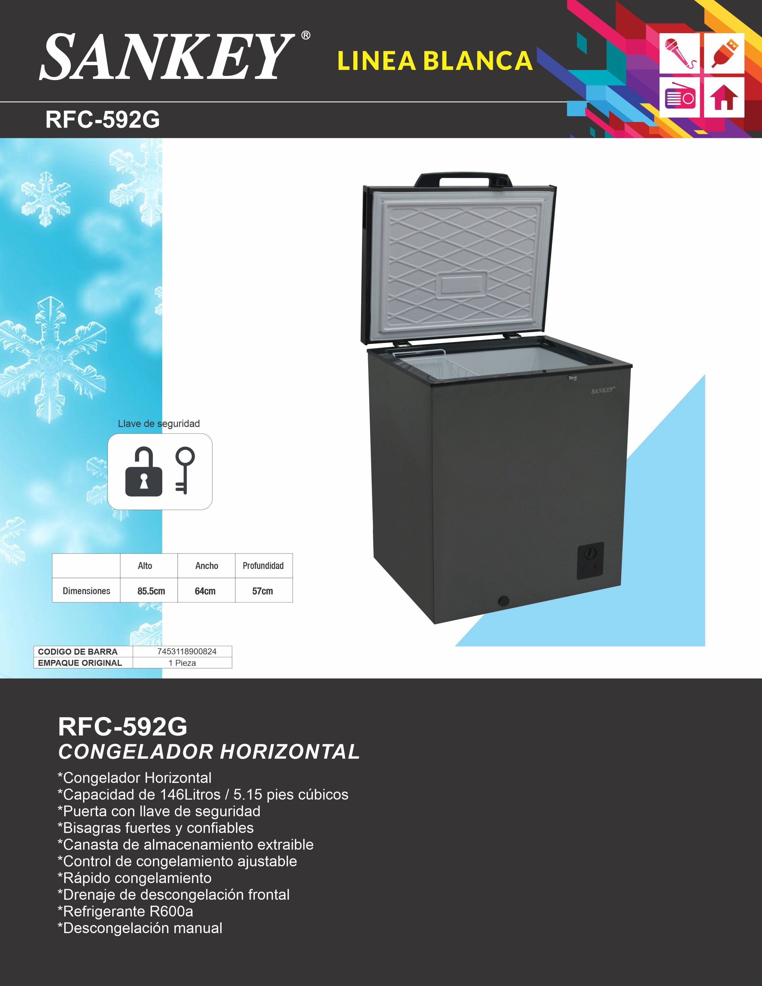 Congelador Baul RFC-592G Sankey