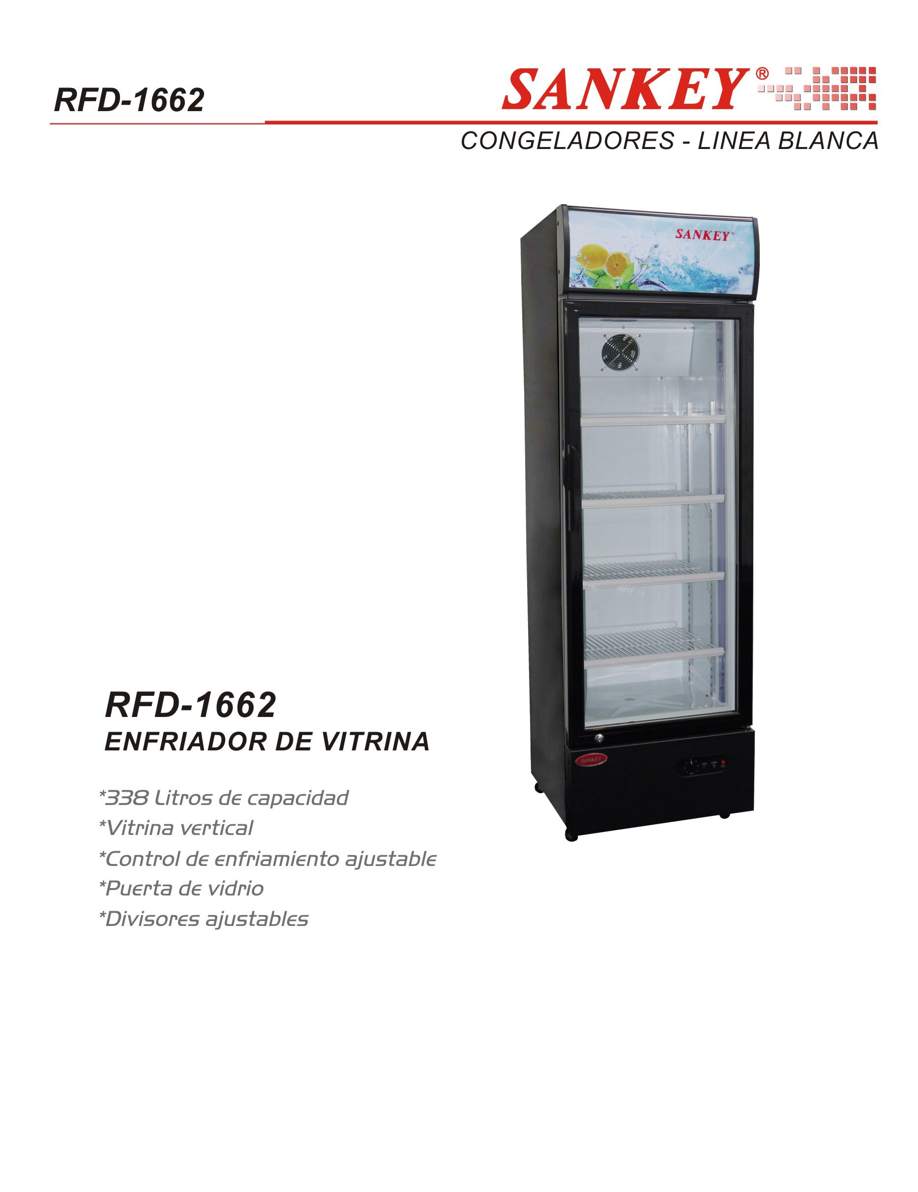 Enfriador Vertical Vitrina RFD-1662 Sankey