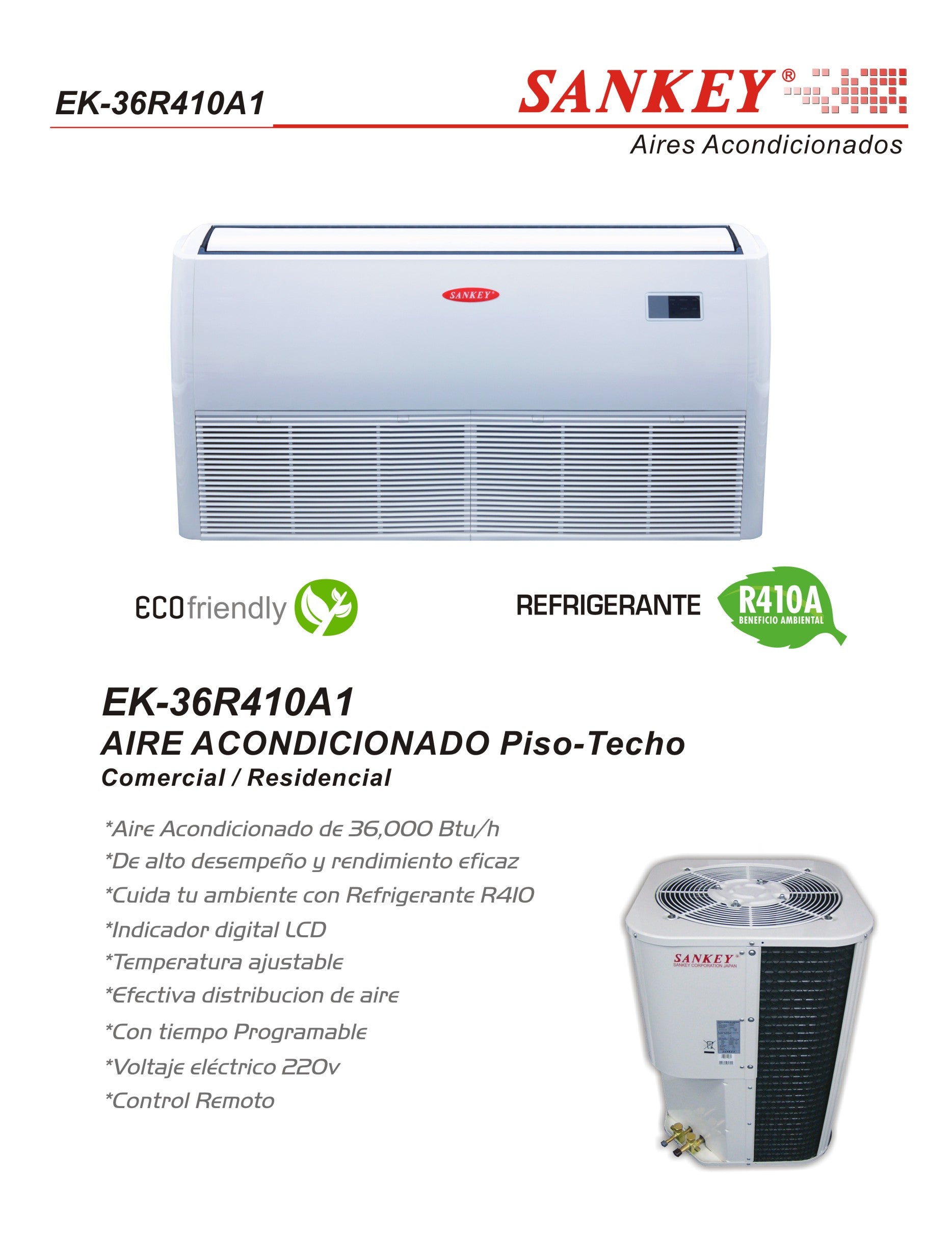Aire Piso Techo 36K R410 220V EK36R410A1 / EK-36R410A1 SANKEY