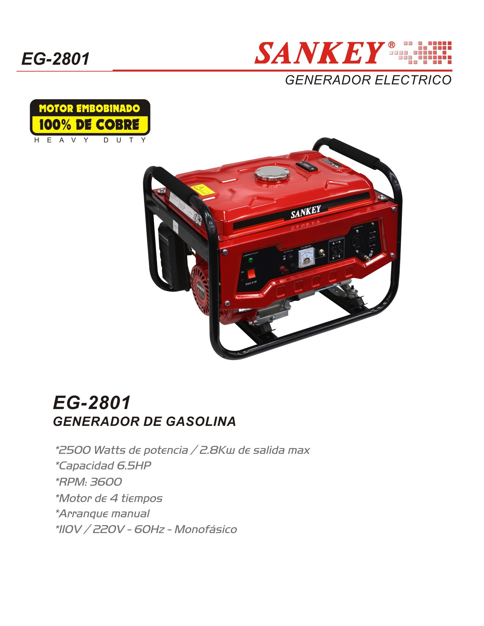 Generador 2500W EG-2801 Sankey