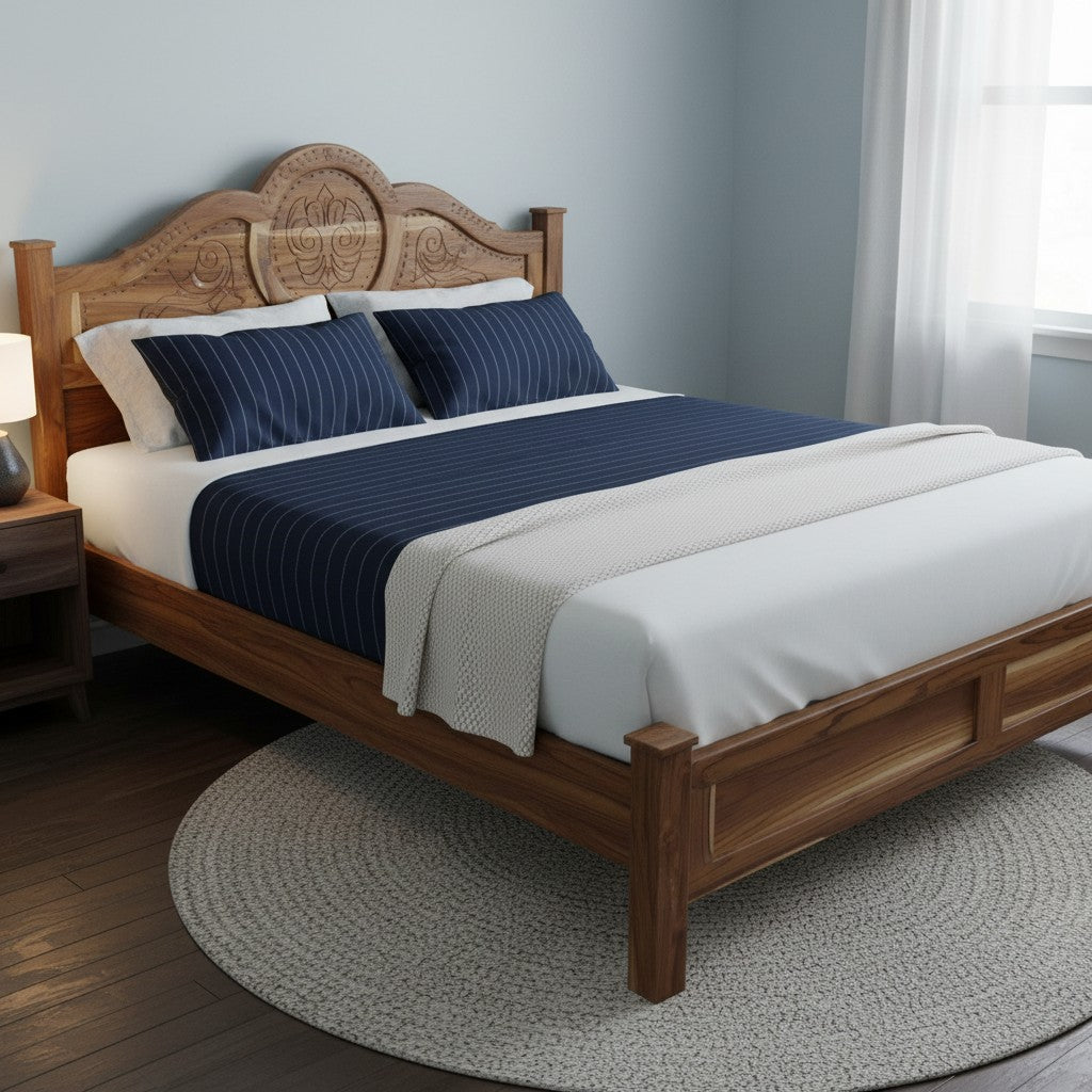 Cama Teca CAMA-04KING-00TECA MEDALLON FLOR