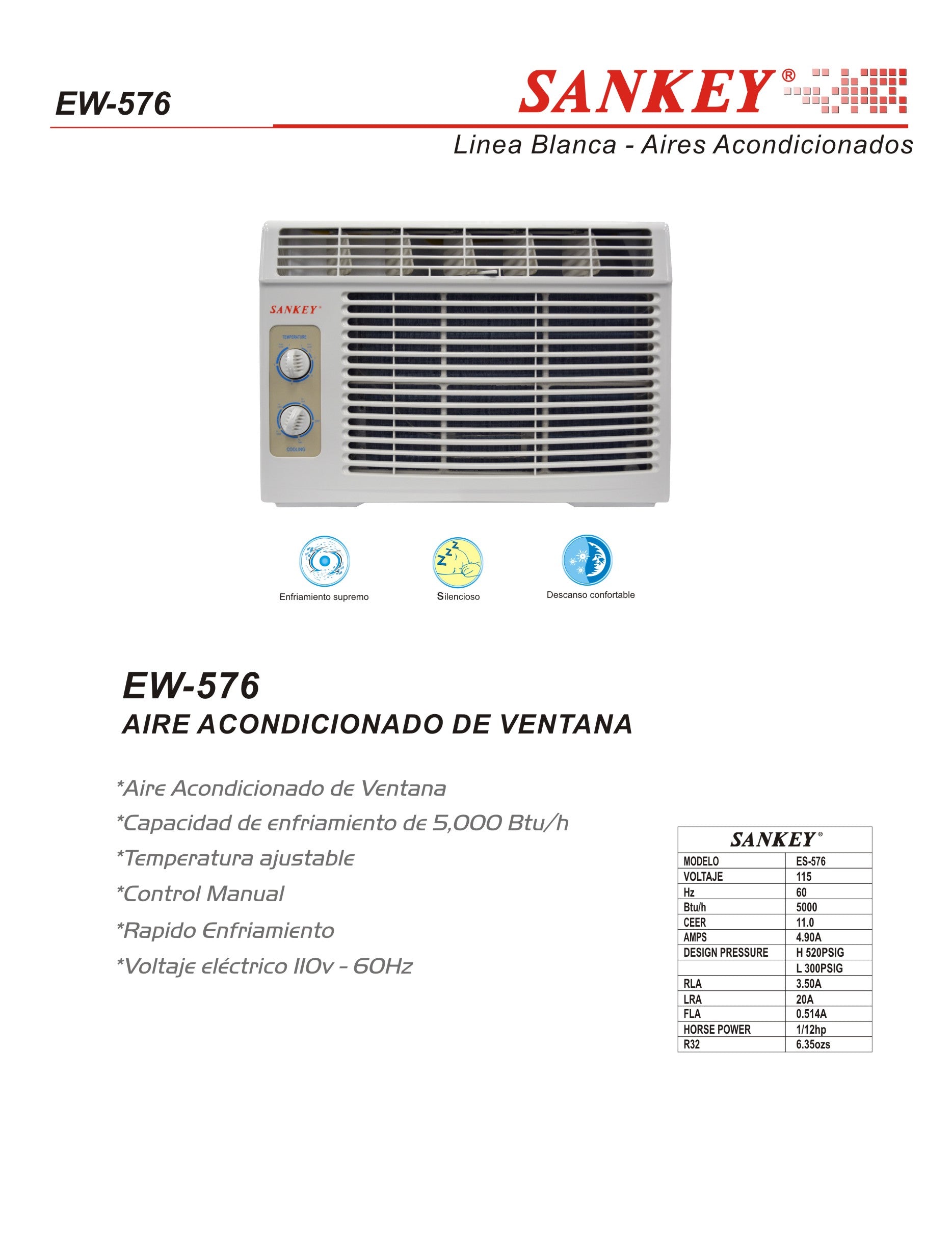 Aire Ventana 05K 110V EW-576 Sankey